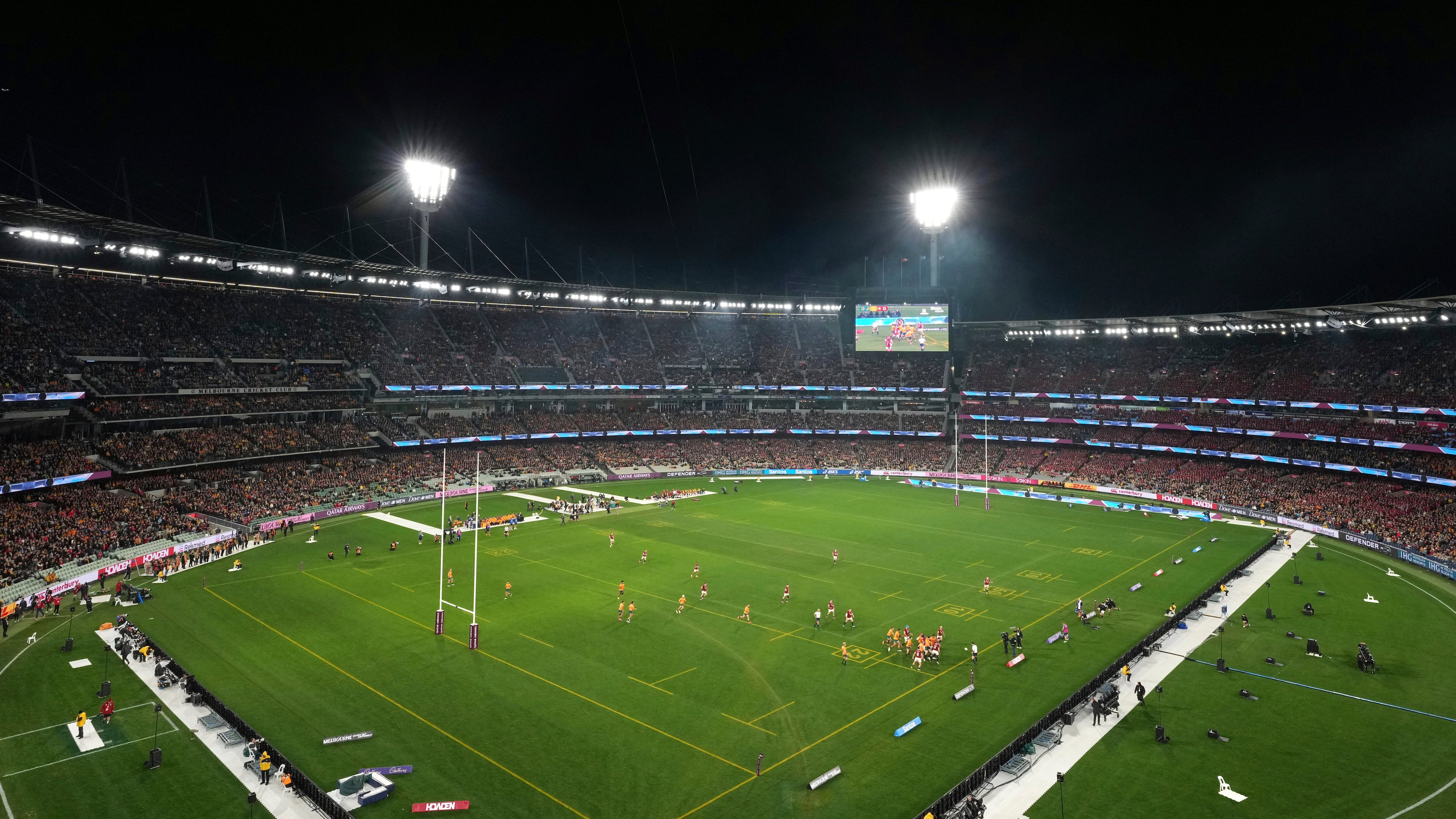 FILE - A general view during the second rugby union test between Australia and the British & Irish Lions at the Melbourne Cricket Ground, in Melbourne, Australia, July 26, 2025. (AP Photo/Asanka Brendon Ratnayake, File)