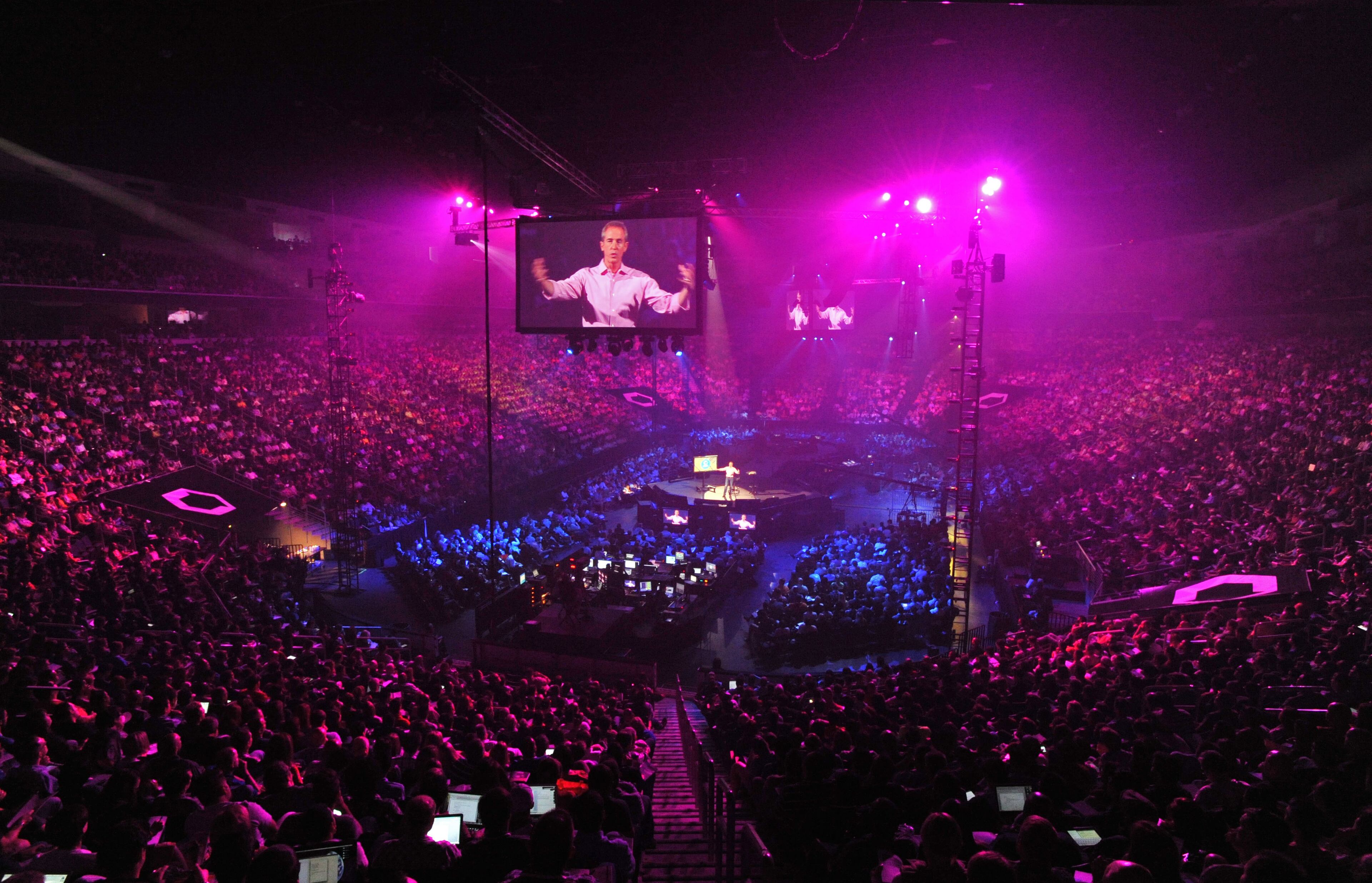 Andy Stanley, senior pastor of North Point Community Church, delivers a keynote address during the Catalyst Conference 2012 at Gwinnett Arena.