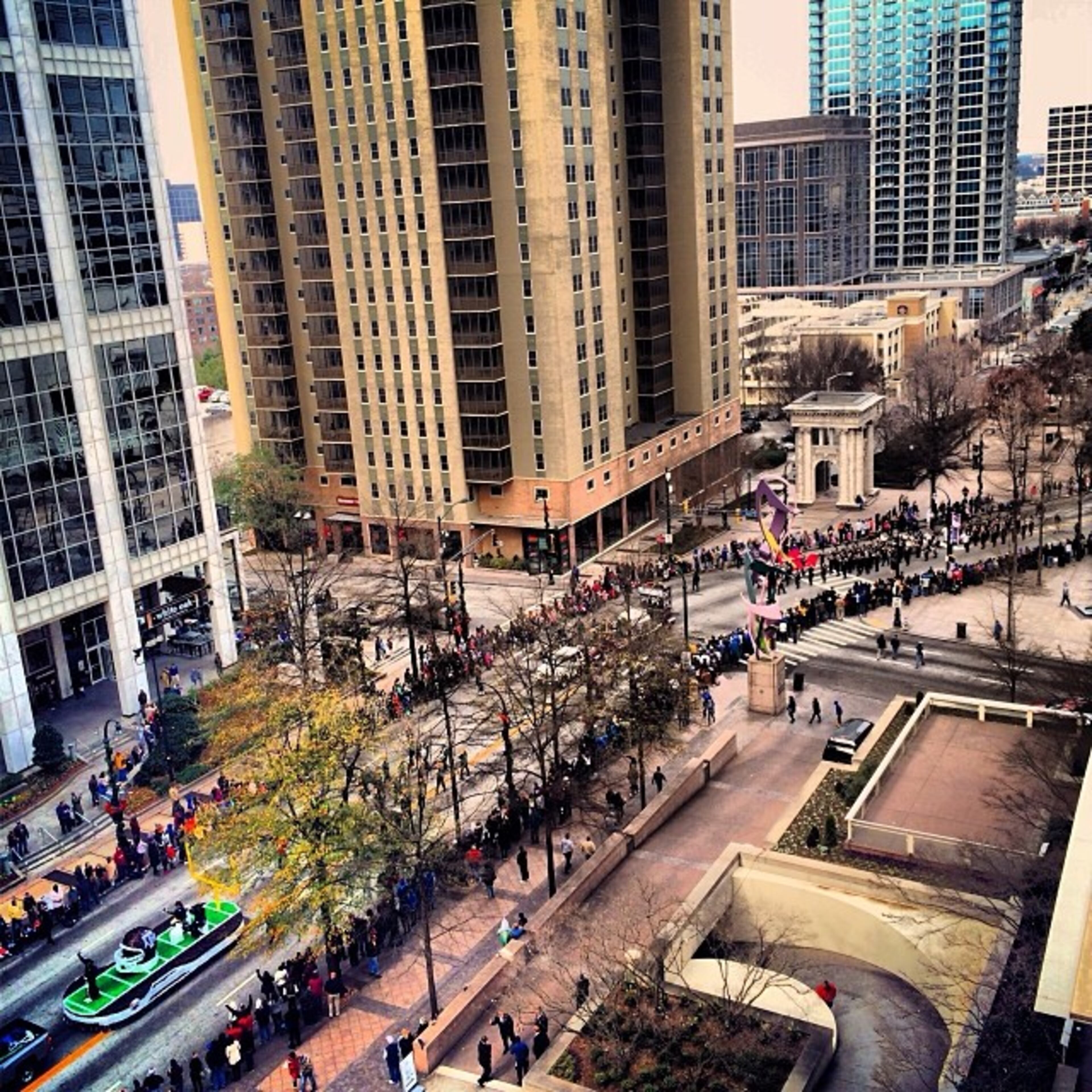#ChickfilaBowl Parade on Peachtree! A&M vs. Duke NYE Photo by @bderwin