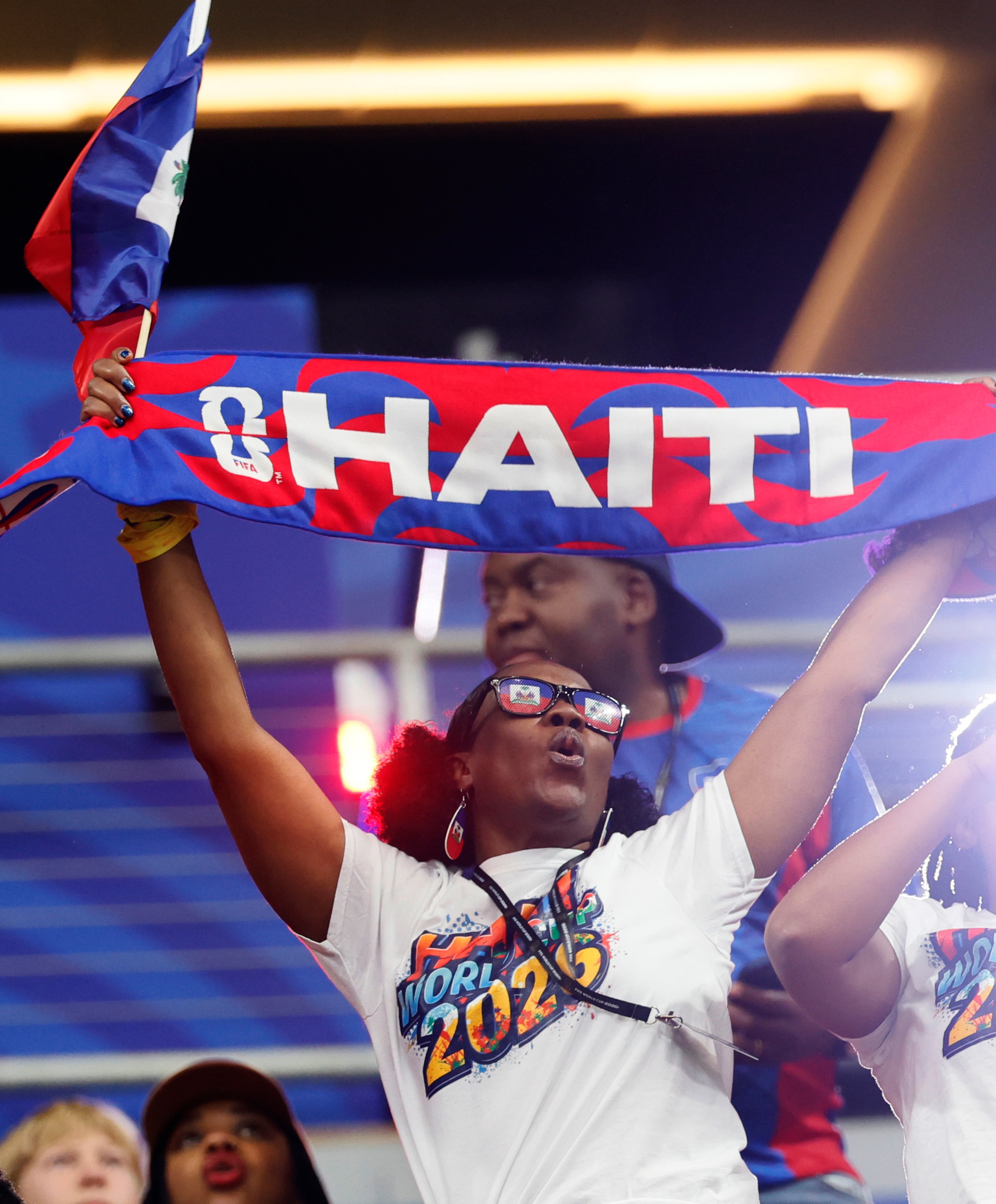 Haiti fans cheer their team before the start of of Morocco vs. Haiti Group C FIFA World Cup match at Atlanta Stadium (Mercedes-Benz Stadium) on Wednesday, June 24, 2026. (Miguel Martinez/AJC)