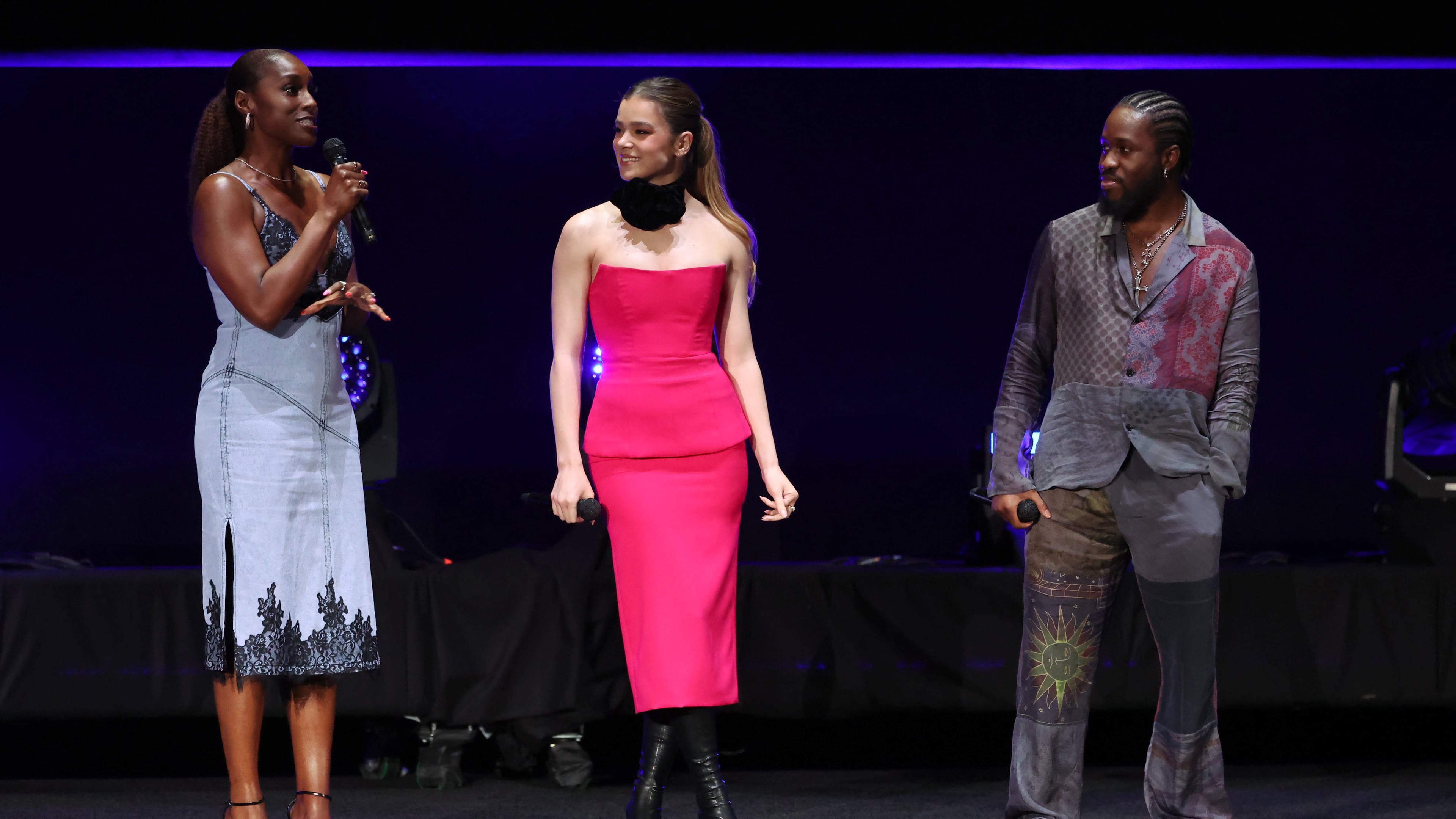 Issa Rae, Hailee Steinfield and Shameik Moore at the CinemaCon Photo Call for Sony Pictures and Sony Pictures Animation’s SPIDER-MAN: ACROSS THE SPIDER-VERSE at The Colosseum at Caesar's Palace.