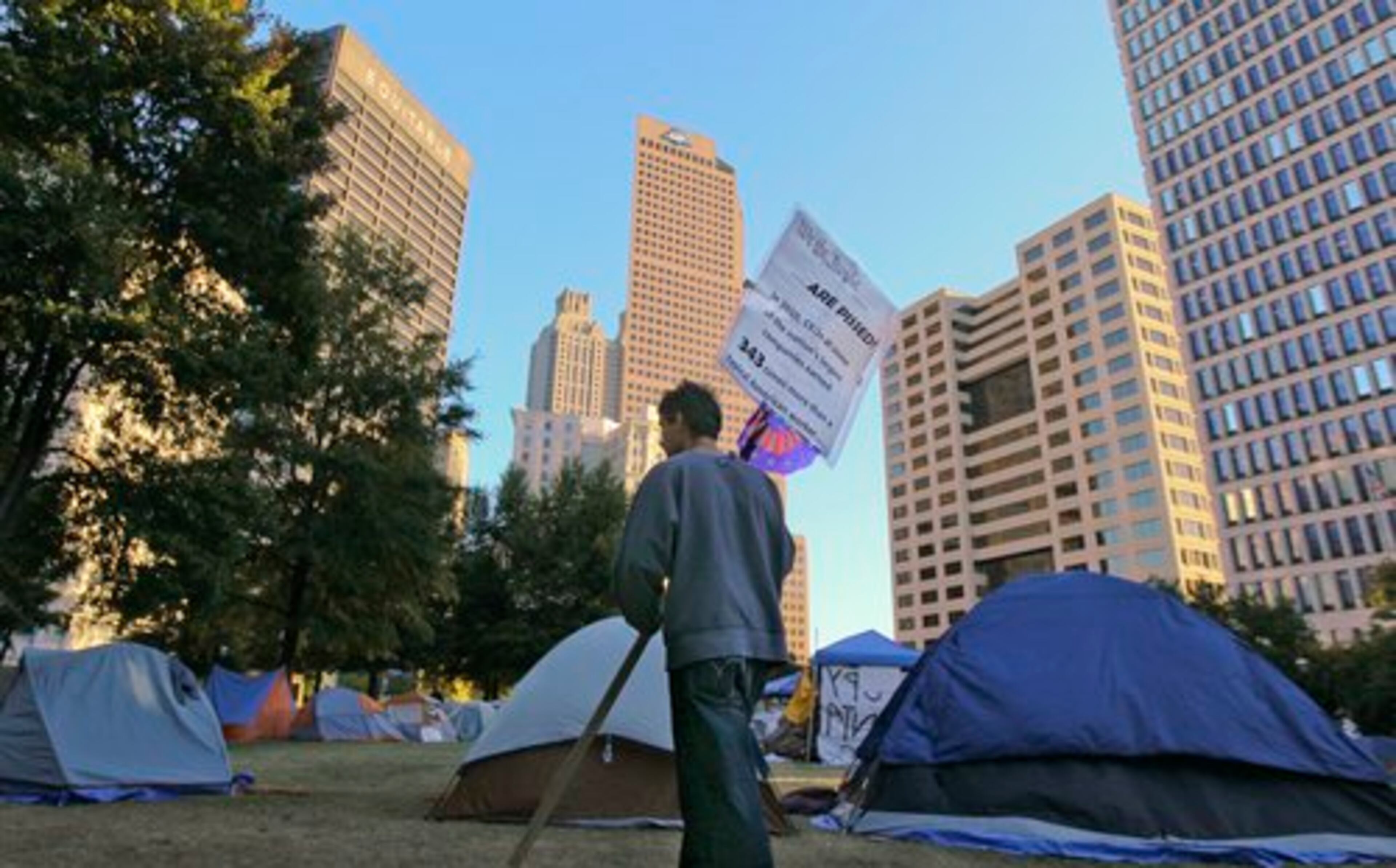 Tony Chase -- who has spent six days at the park -- rose early Monday.