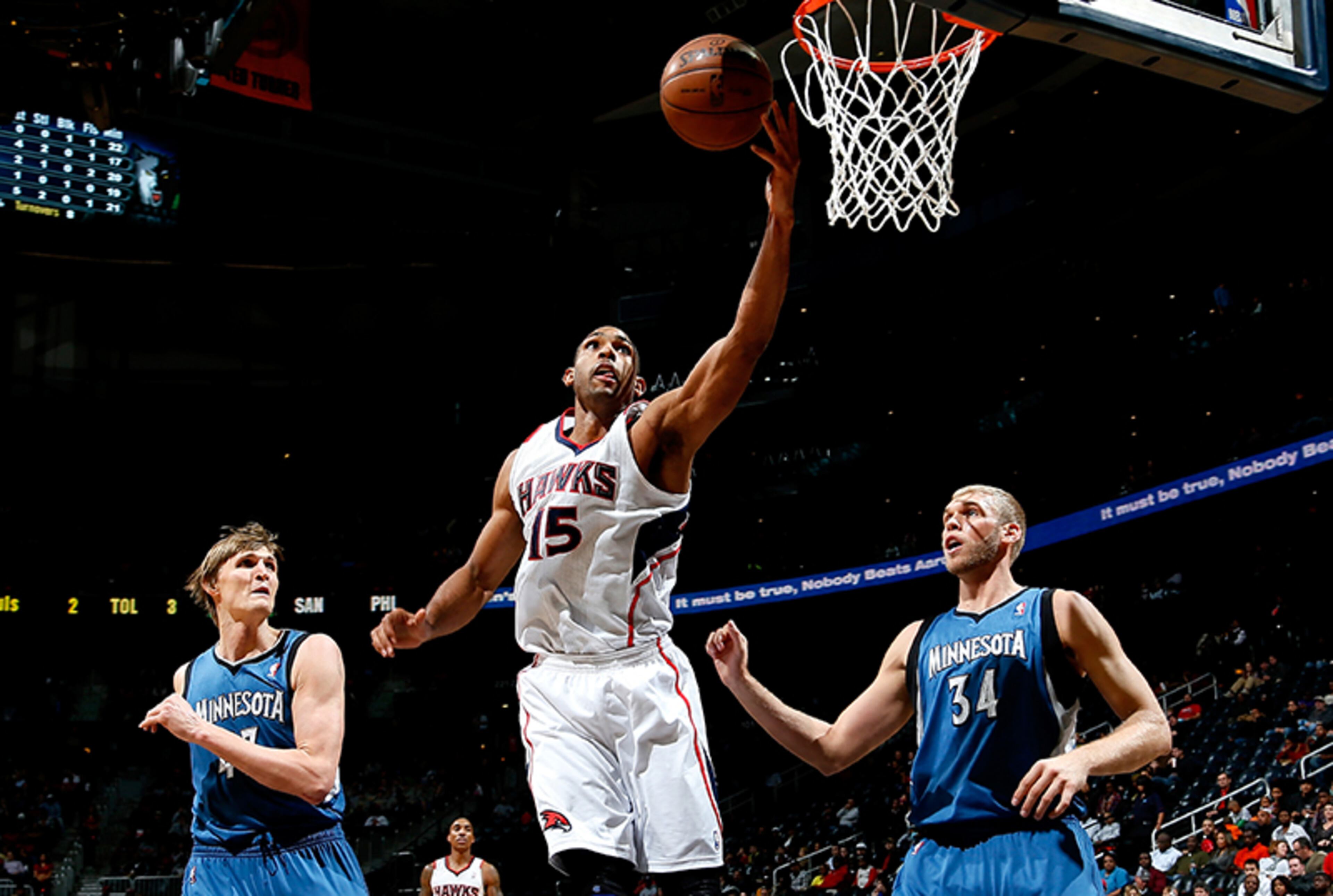 Big second half in win over Timberwolves. The Hawks set a franchise record for shooting percentage in a half by making 23 of 31 shots (.742) in a 104-96 win over the Timberwolves on Jan. 21. It was their highest percentage since the NBA began tracking shooting percentages by half in 1997-98. The Hawks outscored the Timberwolves 60-38 in the second half to erase a 14-point halftime deficit. The Hawks run included 7 of 9 3-pointers (.778) in the final two quarters.