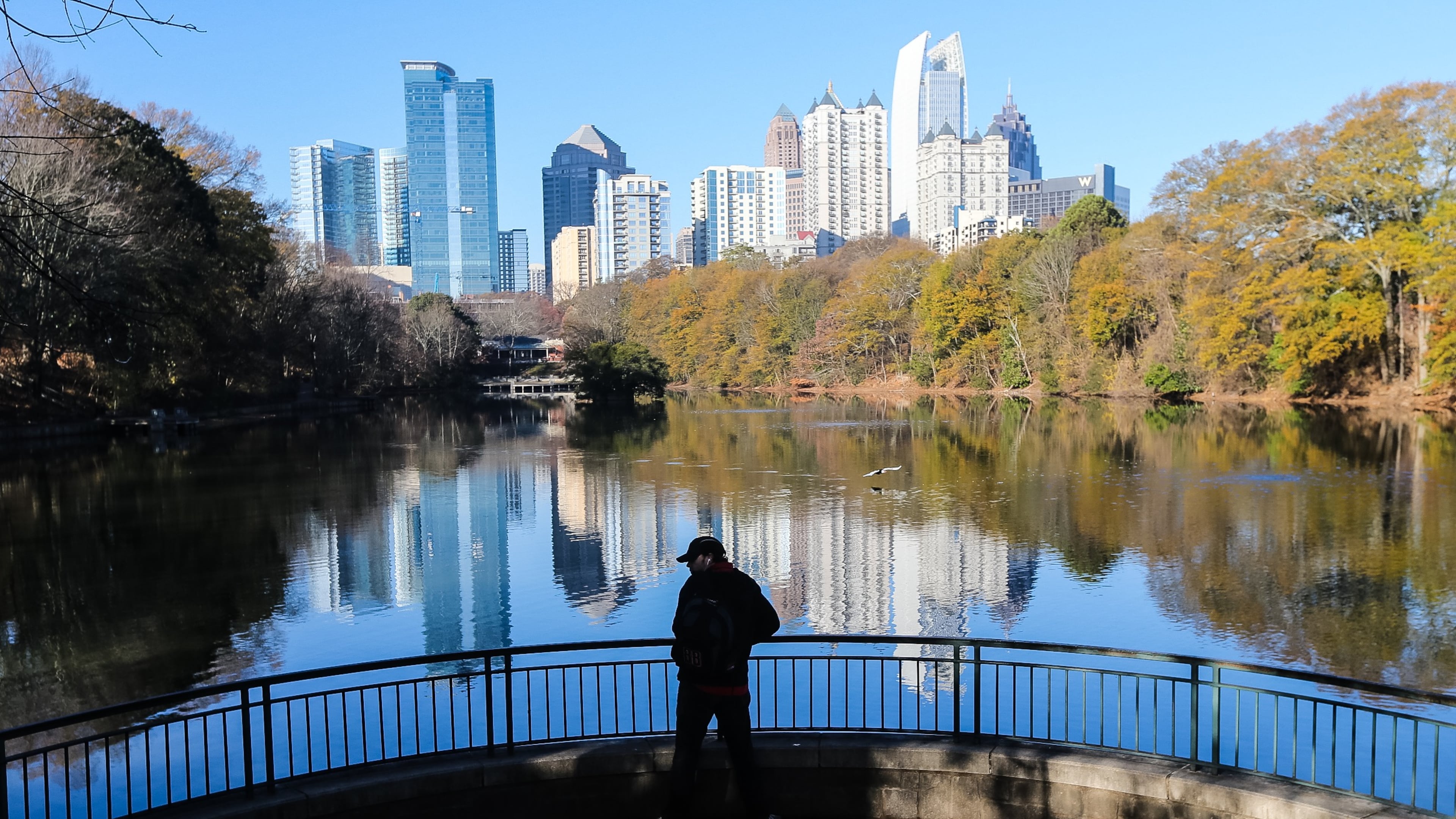 Mason Voudrie takes in the first day of winter at Piedmont Park Wednesday. JOHN SPINK / JSPINK@AJC.COM