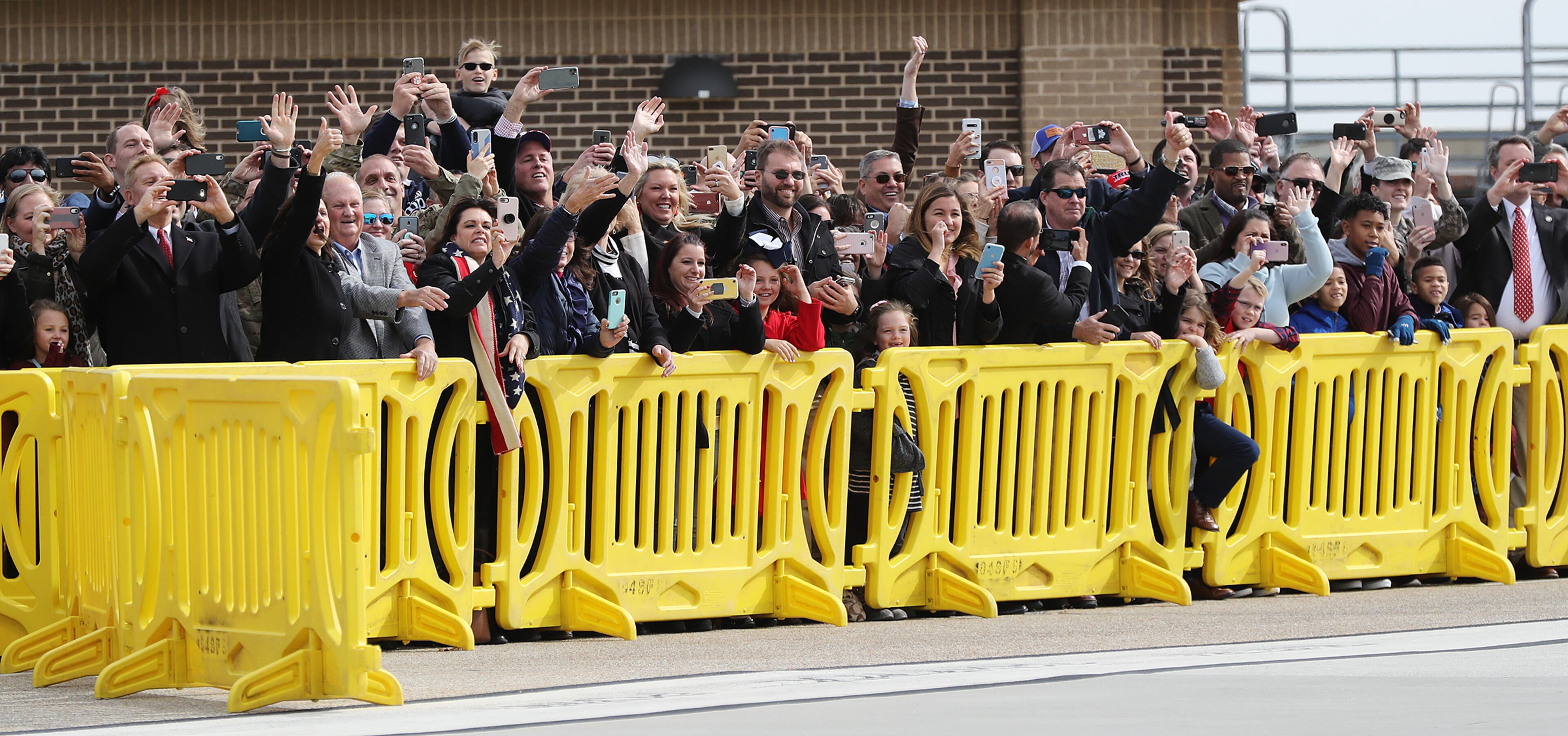 November 8, 2019 Marietta: A crowd cheers for President Donald Trump as he arrives at Dobbins AFB on Friday, November 8, 2019, in Marietta. Curtis Compton/ccompton@ajc.com