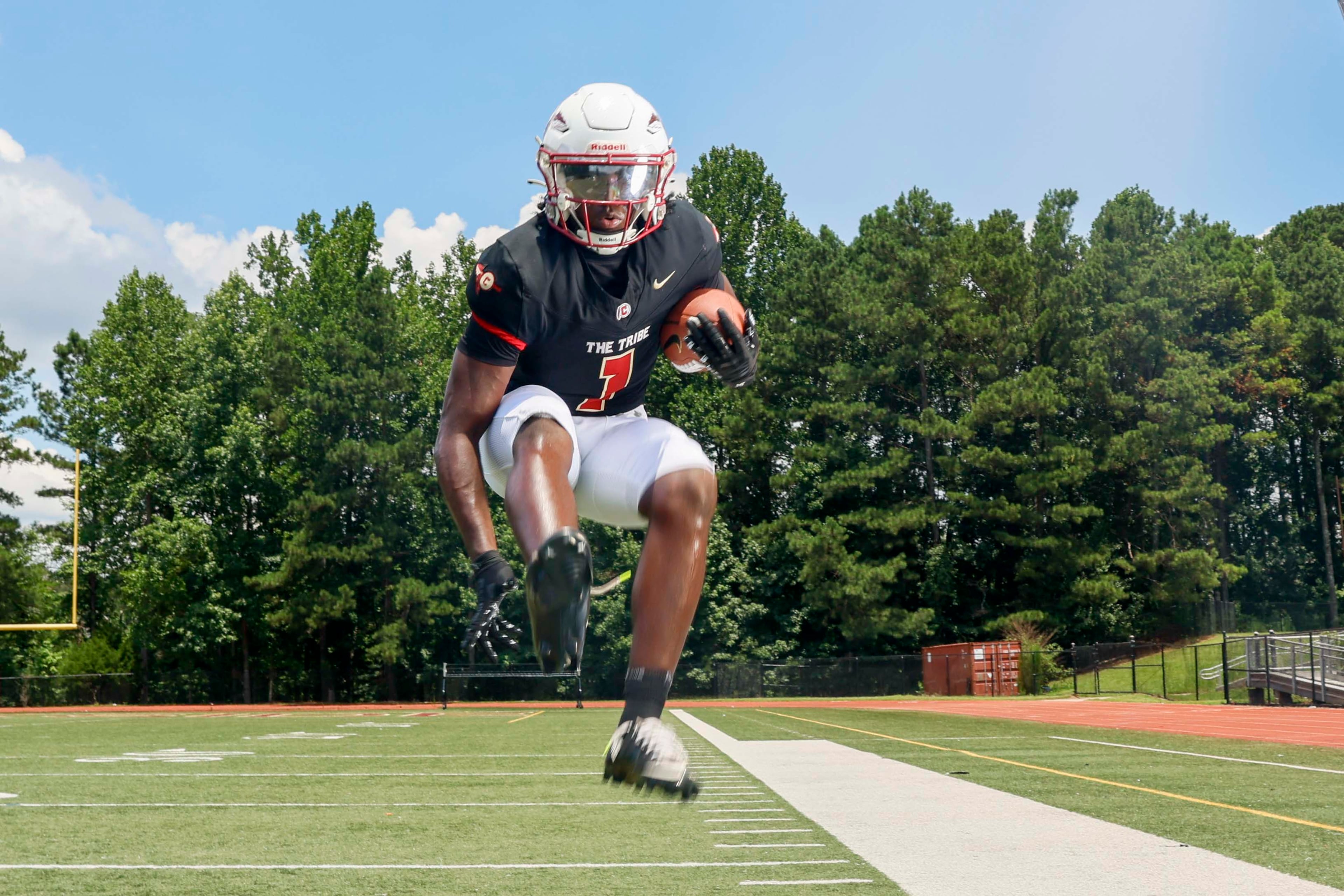 AJC Super 11 Creekside running back Gary Walker poses for a portrait at Creekside High School on Friday, July 17, 2026, in Fairburn, GA. Walker is committed to Clemson. (Miguel Martinez/AJC)
