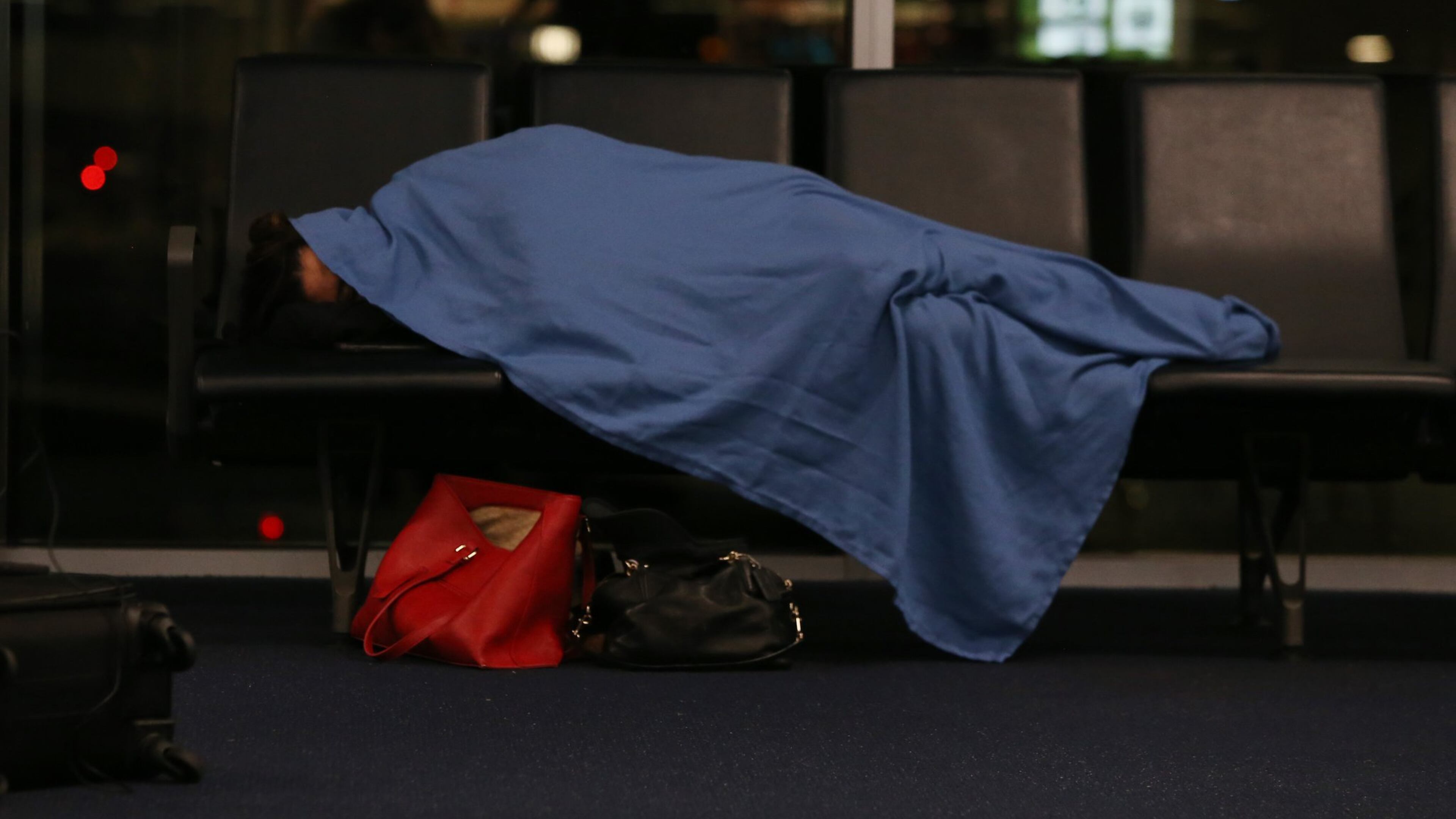 2/4/19 - Atlanta - Passengers spend the night at the airport after the Super Bowl. Delta Airlines handed out blankets and pillows to passengers spending the night in the airport instead of getting a hotel room. EMILY HANEY / emily.haney@ajc.com
