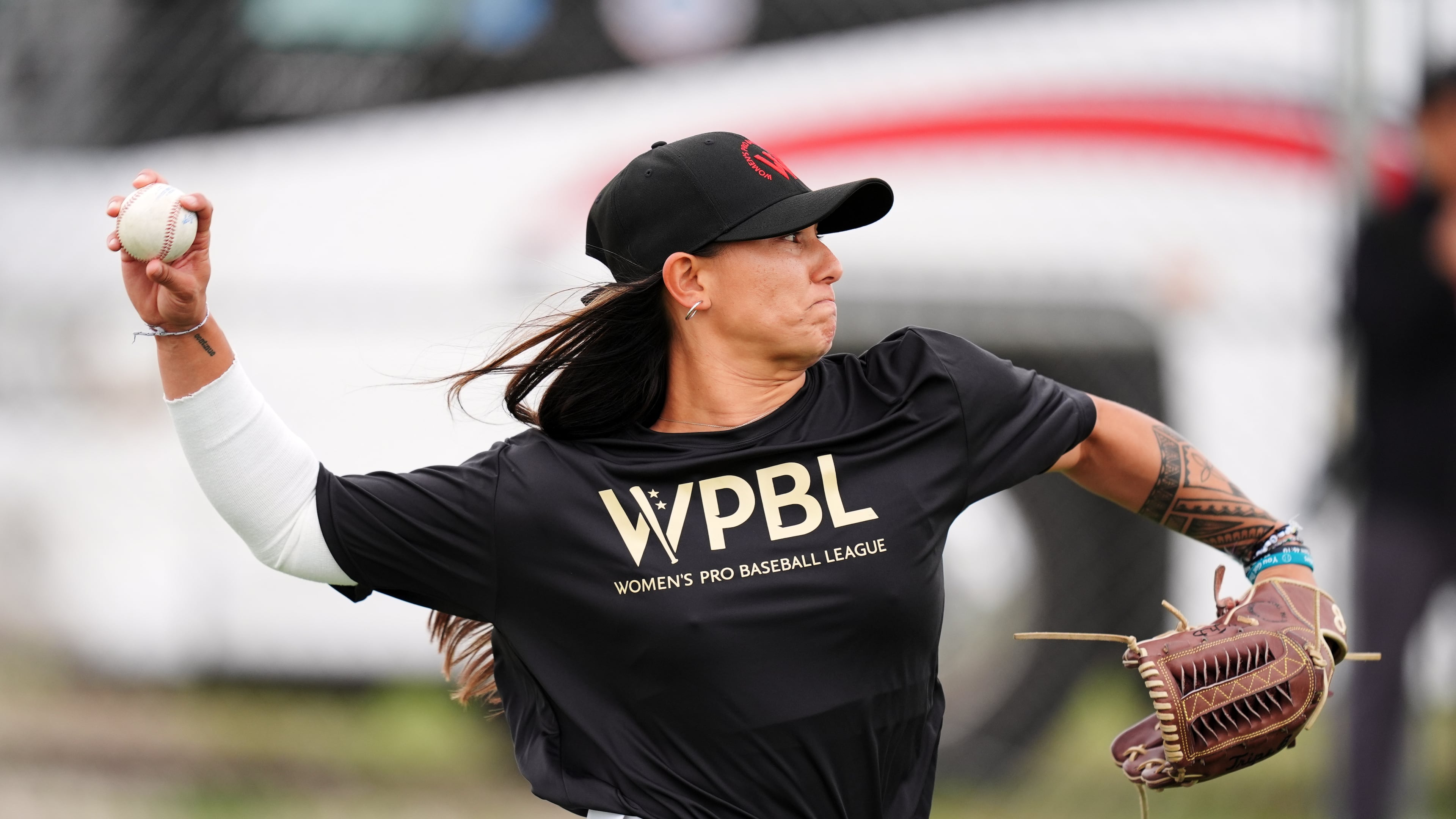 FILE - Kelsie Whitmore pitches during a Women's Pro Baseball League practice, Wednesday, March 18, 2026, in Fort Myers, Fla. (AP Photo/Rebecca Blackwell, File)