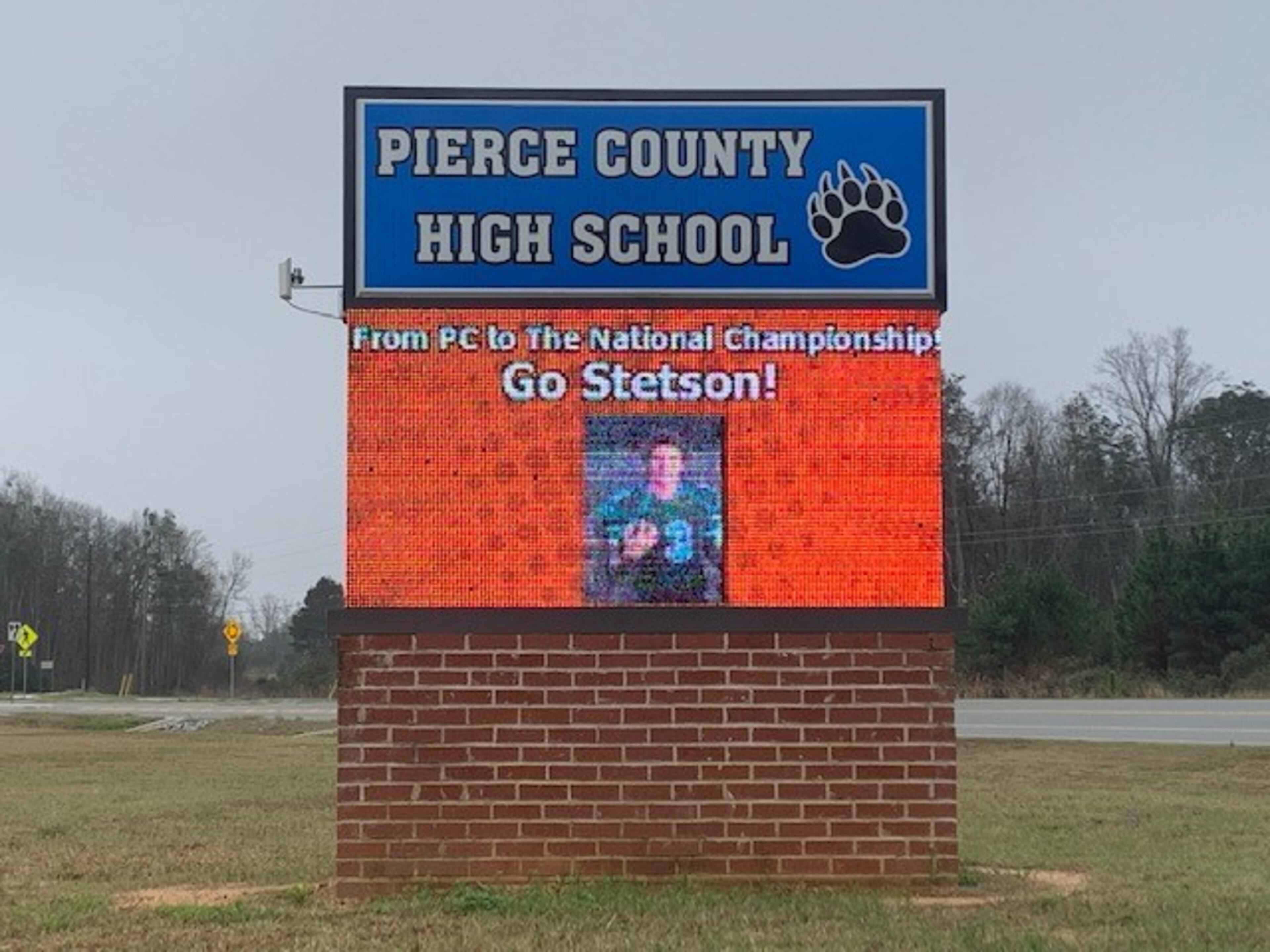There are plenty of signs in and around Blackshear, Ga., the home town of Stetson Bennett, supporting the Georgia starting quarterback.