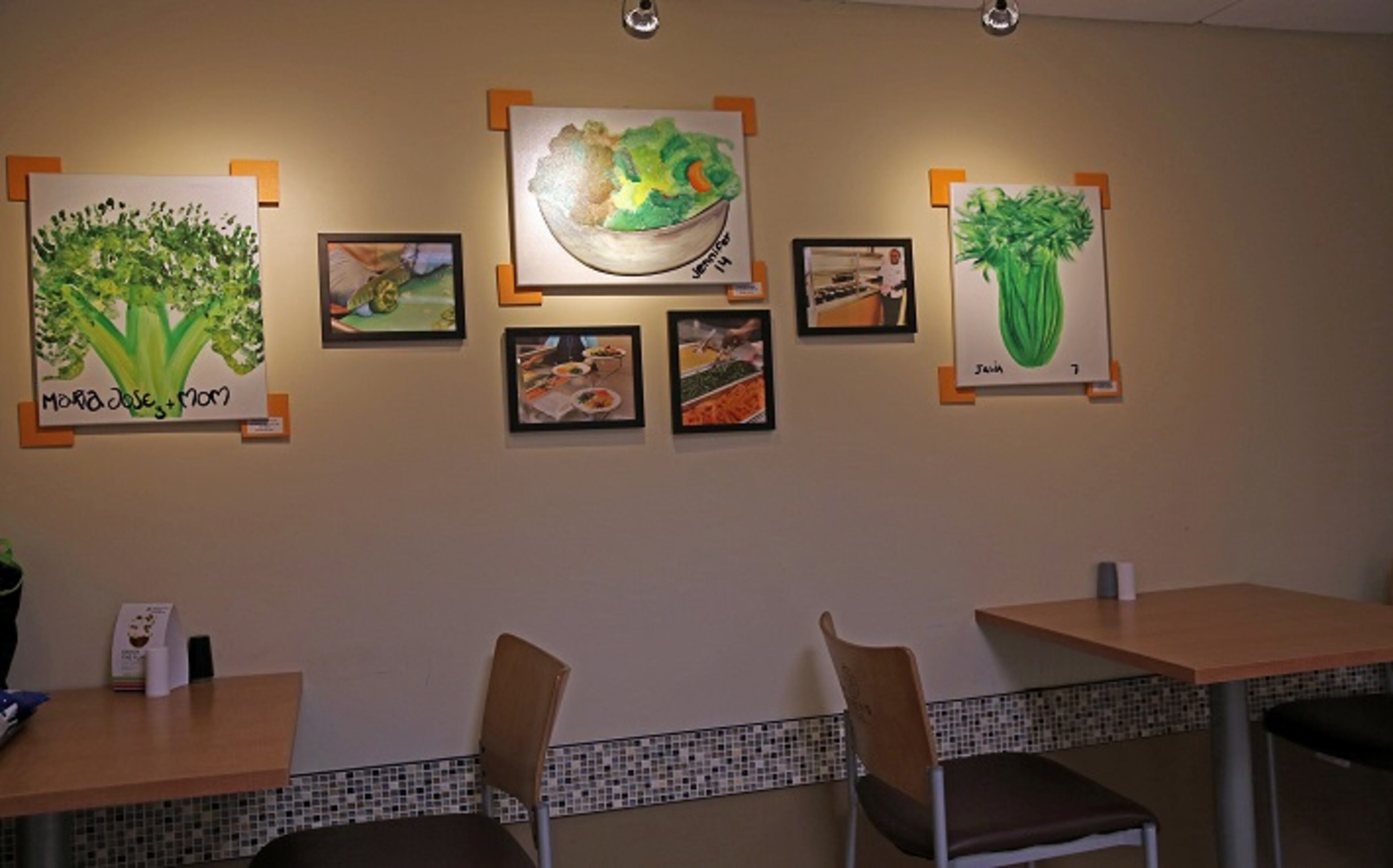 In the cafeteria at Jack Nicklaus Children's Hospital patients painted colorful pictures of food to hang in the cafeteria. At Jack Nicklaus Children's Hospital kids can order a meal at any time and have it made and delivered fresh within 30 minutes. (Emily Michot/Miami Herald/TNS)