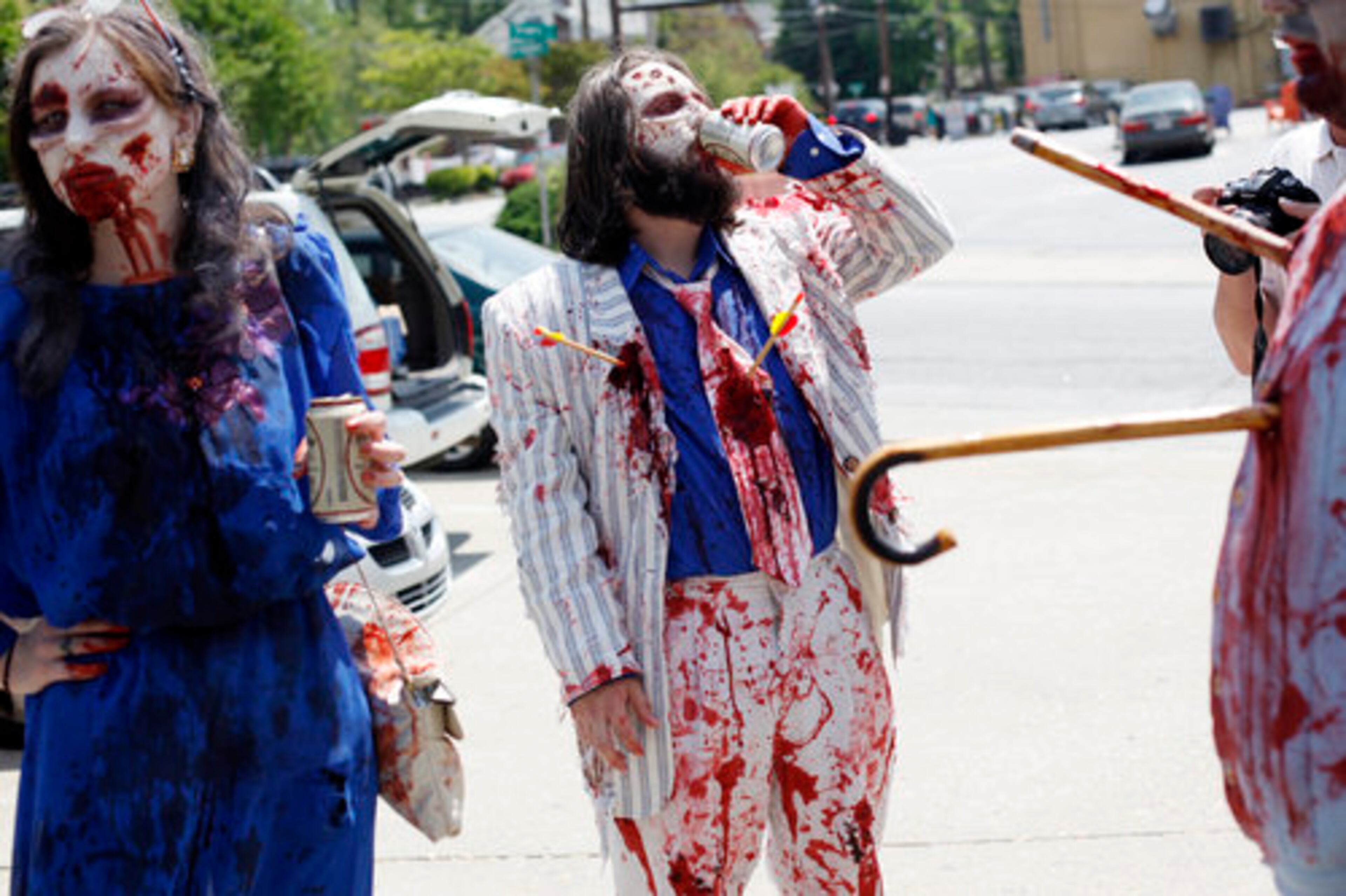 Because zombies get thirsty, too, they gathered in Virginia Highlands for Saturday's Zombie Bar Crawl. These zombies' beer of choice is Yuengling.