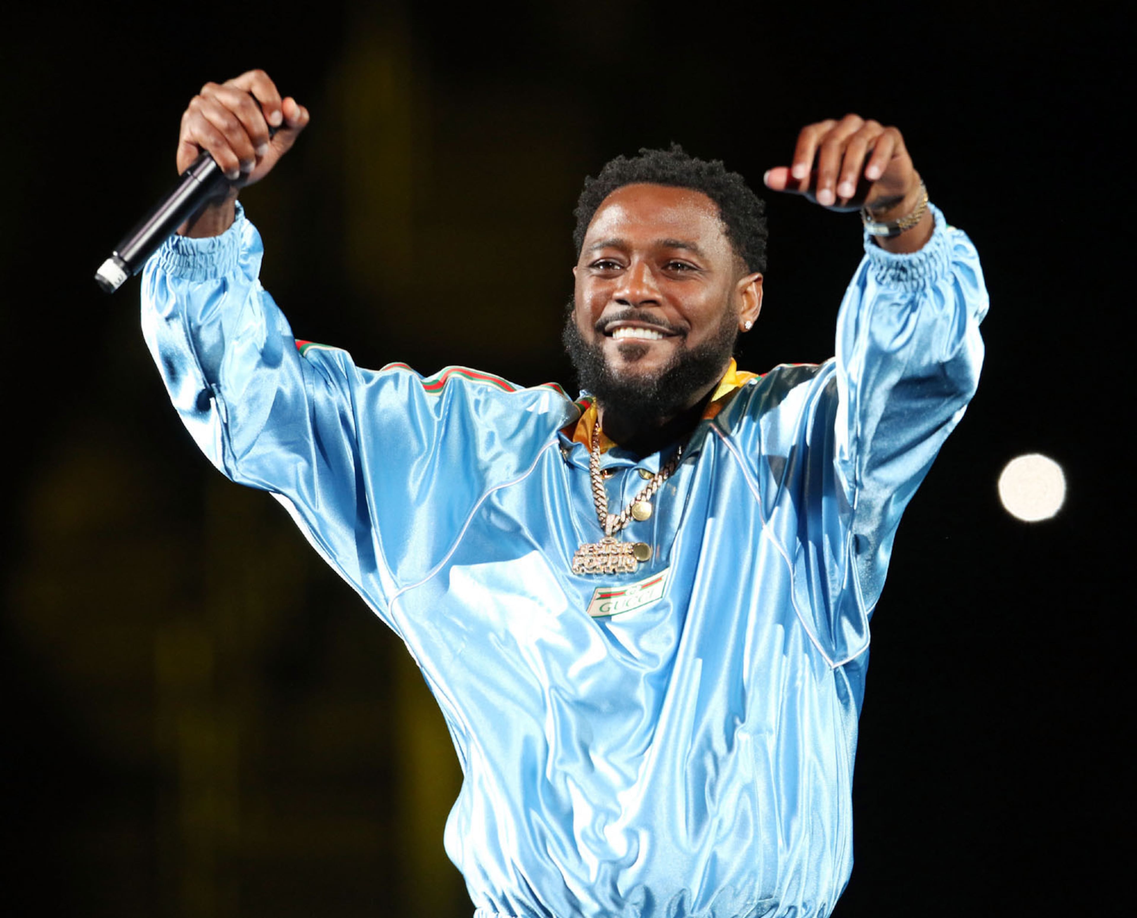 Kountry Wayne performs at The "In Real Life Comedy Tour", the first of four sold-out shows (two nights), in a socially distanced and limited seating setup at State Farm Arena on Friday night, May 7, 2021. The show also featured Mike Epps, Karlous Miller, DC Young Fly, Lavell Crawford and Henry Welch. (Photo: Robb Cohen for The Atlanta Journal-Constitution)