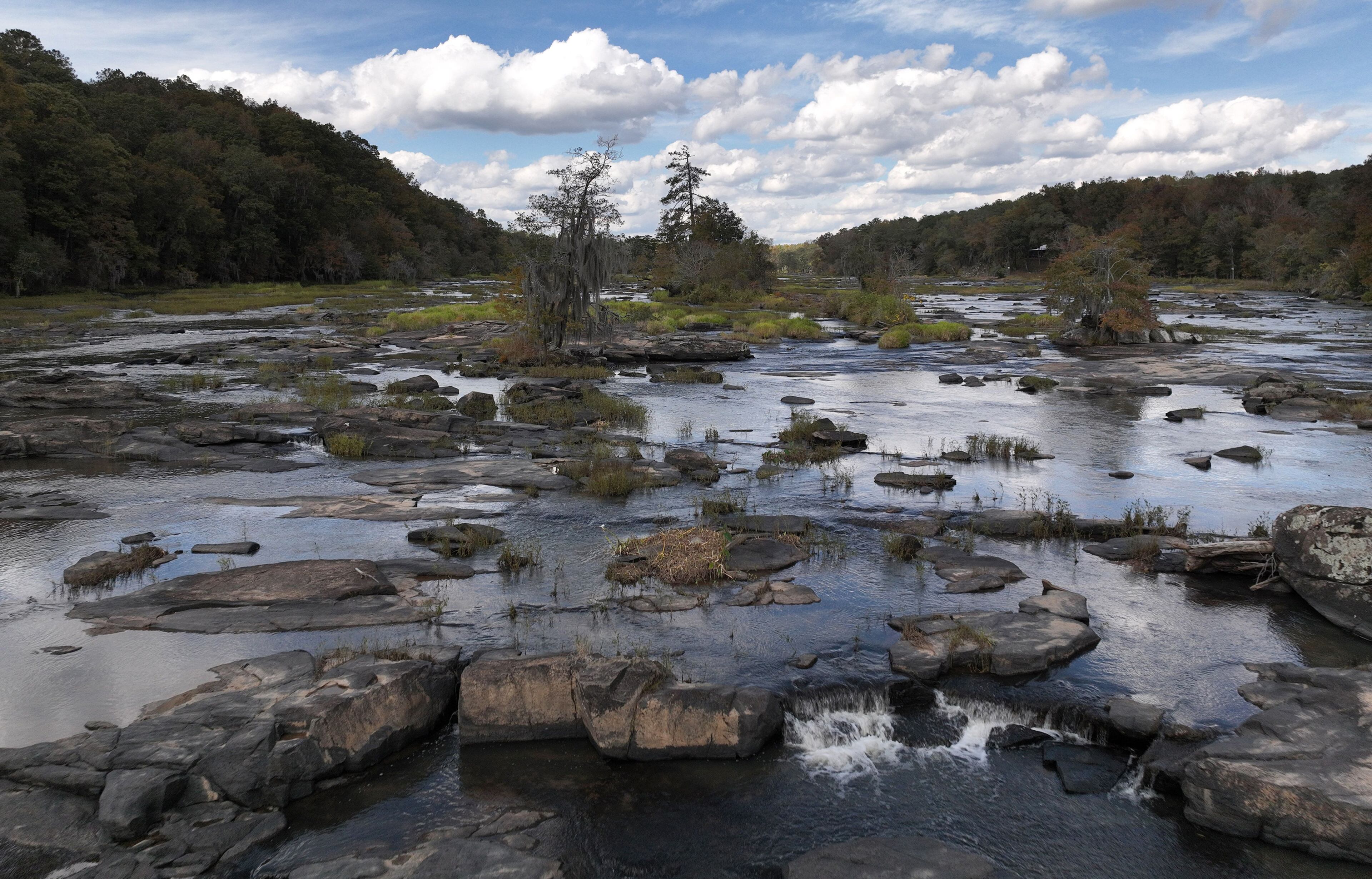 Yellow Jacket Shoals, in the Flint River, on Oct. 19, 2023, in Thomaston, Georgia. (Hyosub Shin/The Atlanta Journal-Constitution/TNS)