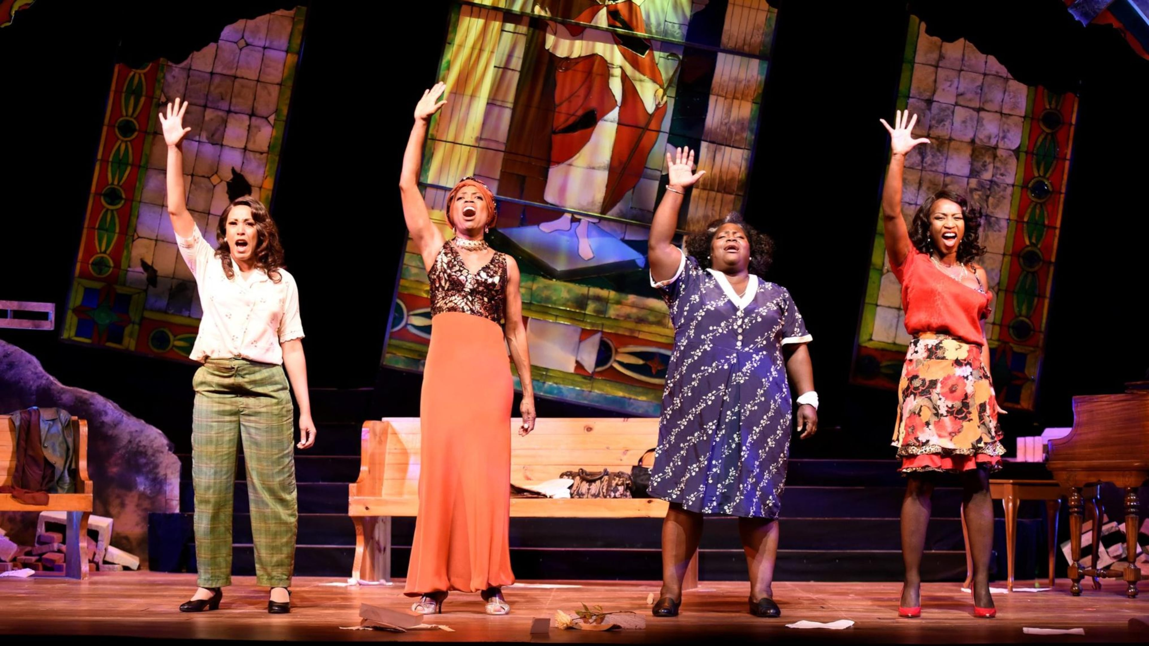 The company of “Nina Simone: Four Women” at True Colors Theatre: Wendy Fox Williams as Sephronia, Regina Marie Williams as Simone, Adrienne Reynolds as Aunt Sarah and Jordan Frazier as Sweet Thing. CONTRIBUTED BY GREG MOONEY