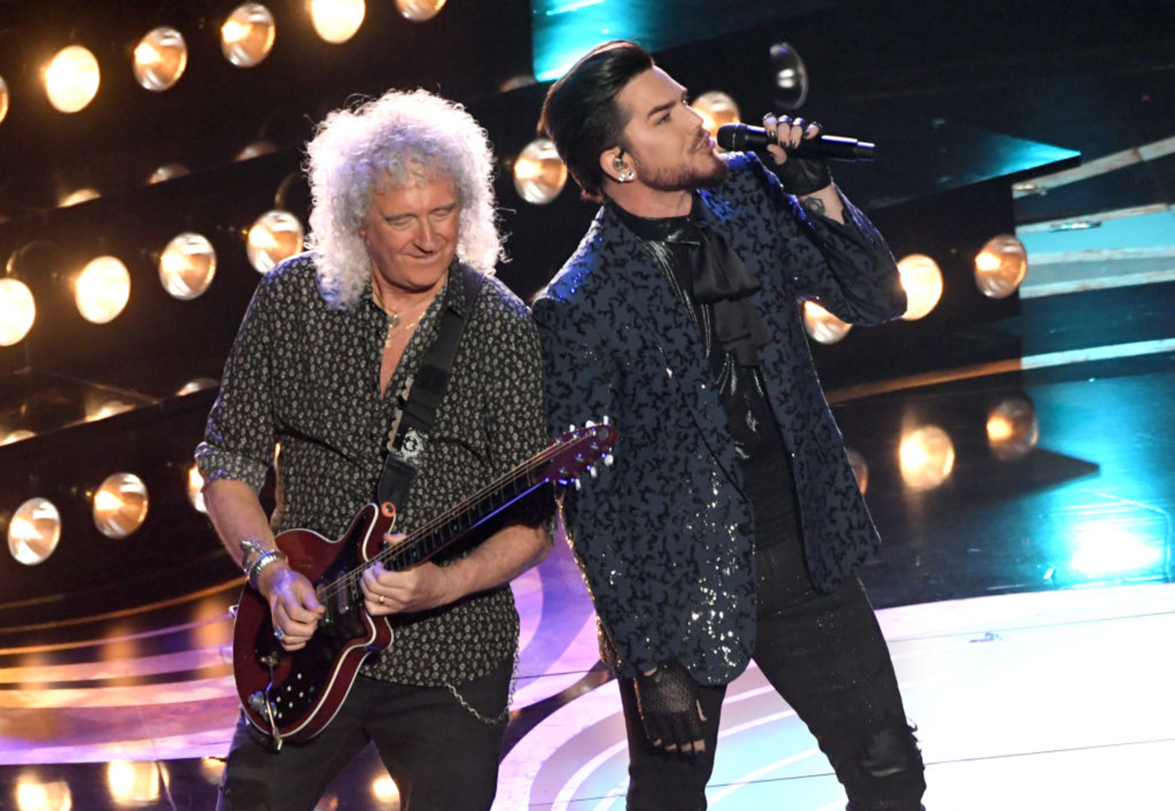 HOLLYWOOD, CALIFORNIA - FEBRUARY 24: Adam Lambert (L) and Brian May of Queen perform onstage during the 91st Annual Academy Awards at Dolby Theatre on February 24, 2019 in Hollywood, California. (Photo by Kevin Winter/Getty Images)
