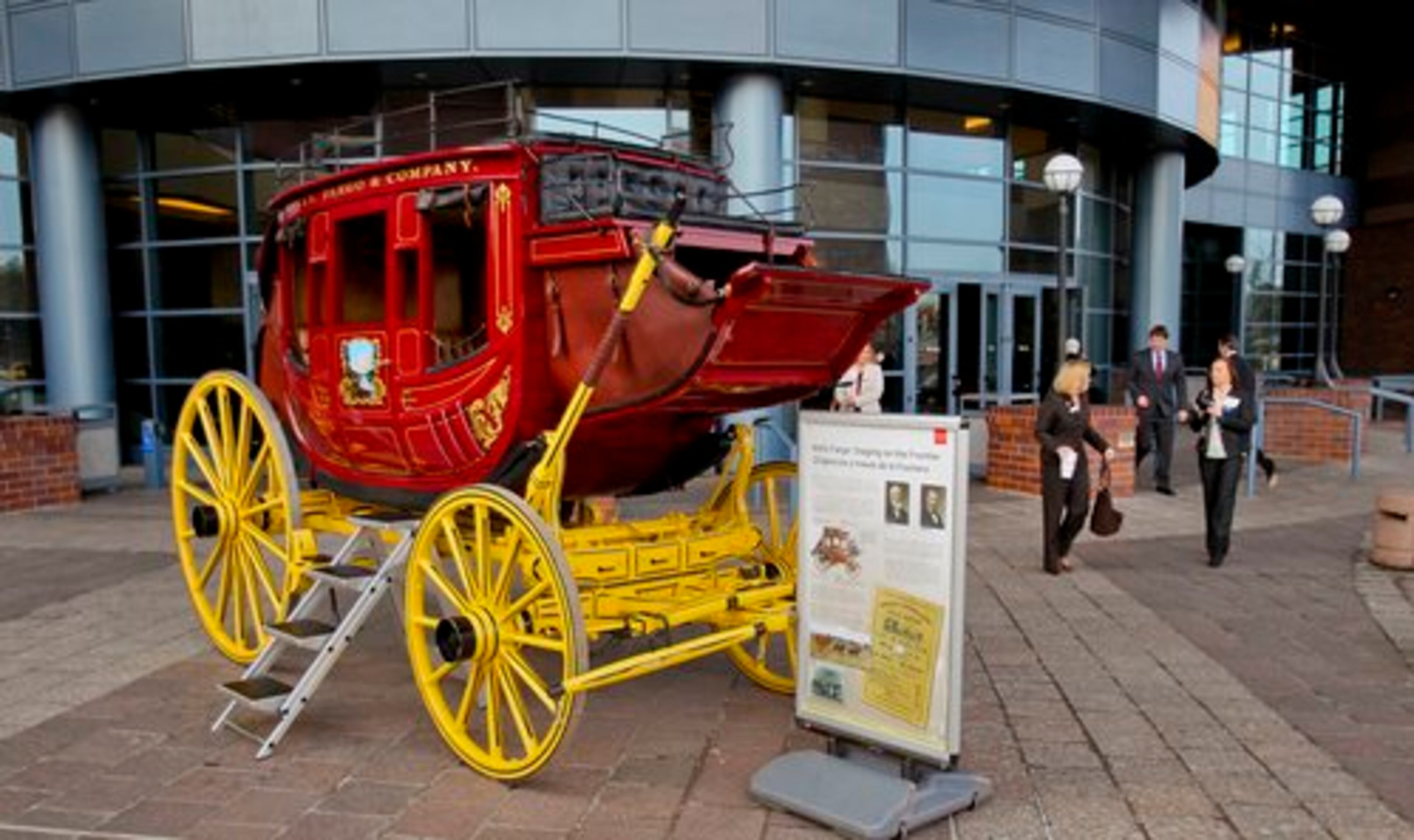 Wells Fargo sponsored the breakfast and had a stage coach parked in front of the entrance Monday.