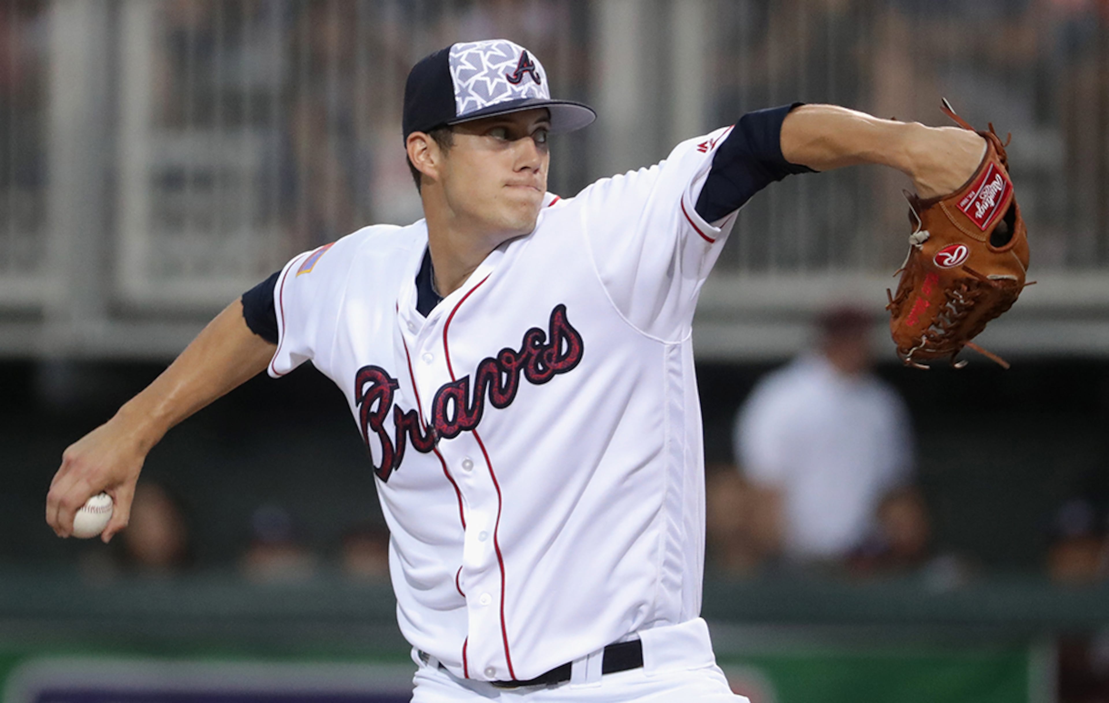 Braves started pitcher Matt Wisler against the Miami Marlins at Fort Bragg Field Sunday, July 3, 2016, in Fort Bragg, N.C. The Fort Bragg Game marks the first regular season MLB game ever to be played on an active military base.