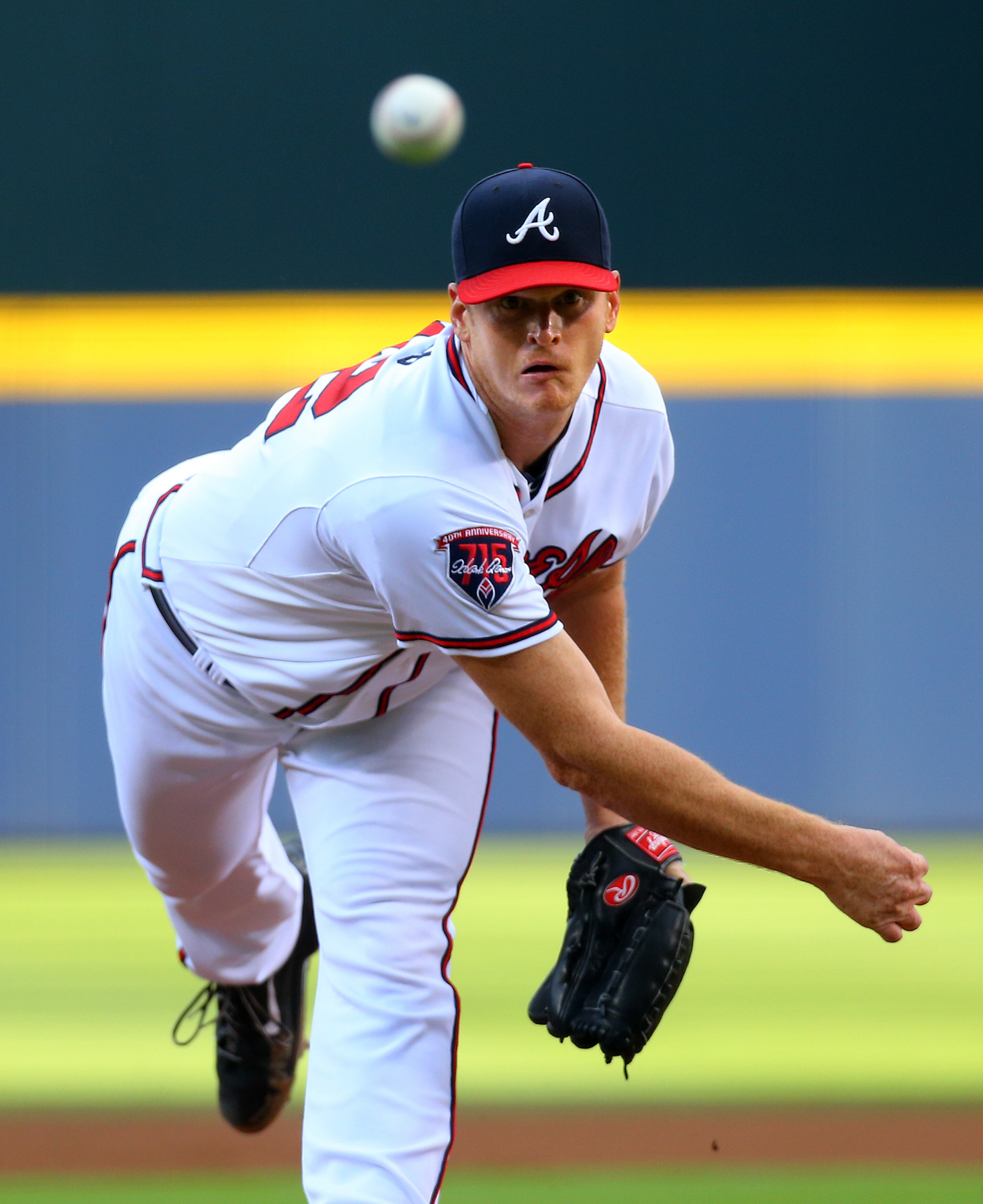 Braves pitcher Gavin Floyd delivers a pitch against the Mariners during the first inning of a MLB game on Tuesday, June 3, 2014, in Atlanta.