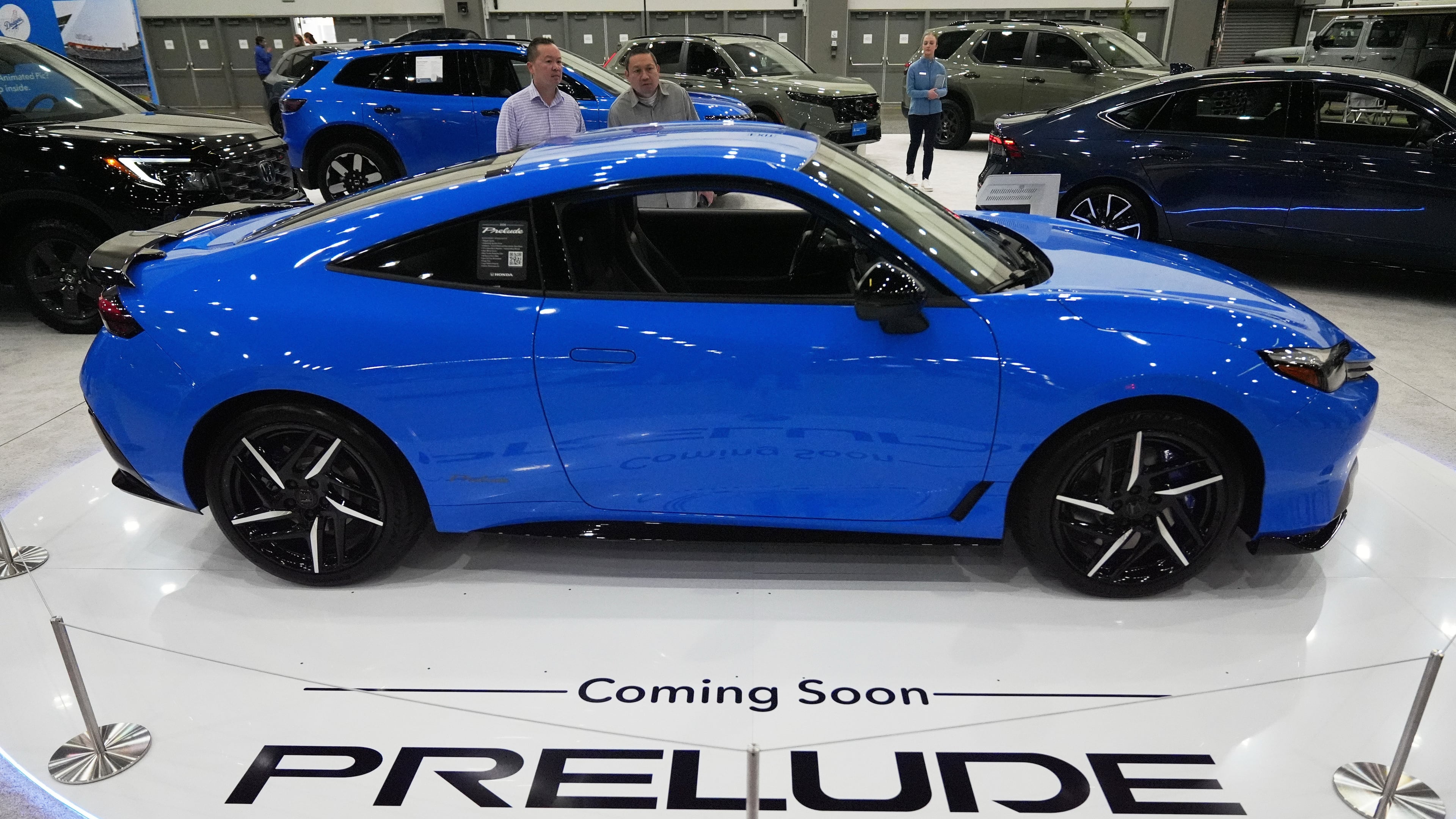 FILE - The 2026 Honda Prelude is showcased at the LA Auto Show in Los Angeles Thursday, Nov. 20, 2025. (AP Photo/Damian Dovarganes, File)