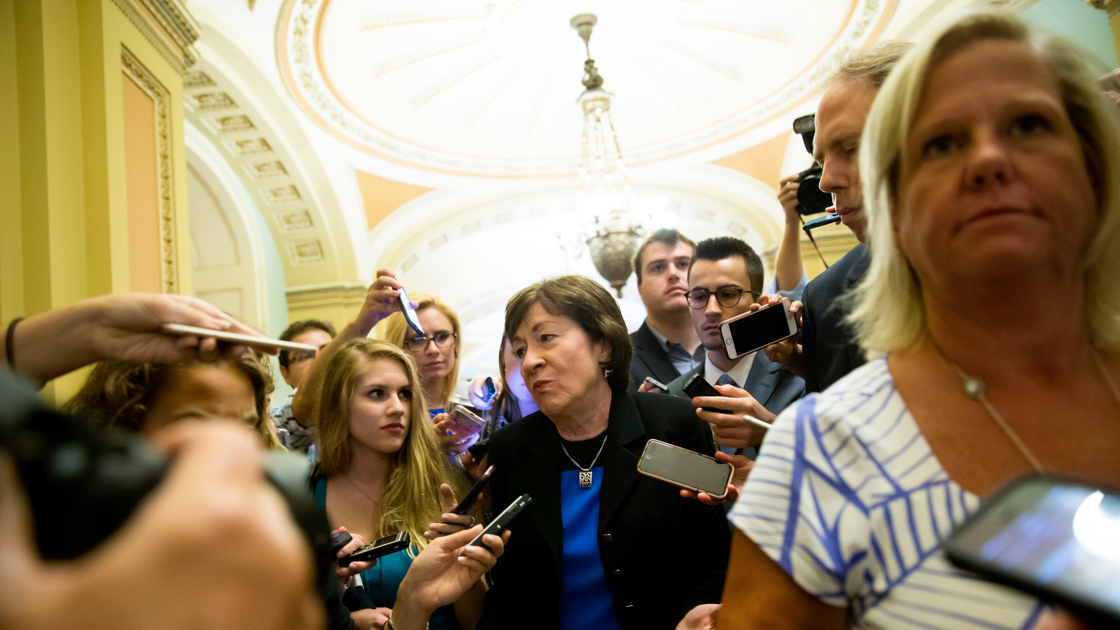 The Senate Republican leadership’s freshly unveiled proposal to repeal and replace the Affordable Care Act was immediately imperiled Thursday when U.S. Sen. Susan Collins, a Republican of Maine, and fellow Republican U.S. Sen. Rand Paul of Kentucky announced they were not swayed. If GOP leaders lose one more Republican vote, the bill fails. (Photo by Eric Thayer/The New York Times)