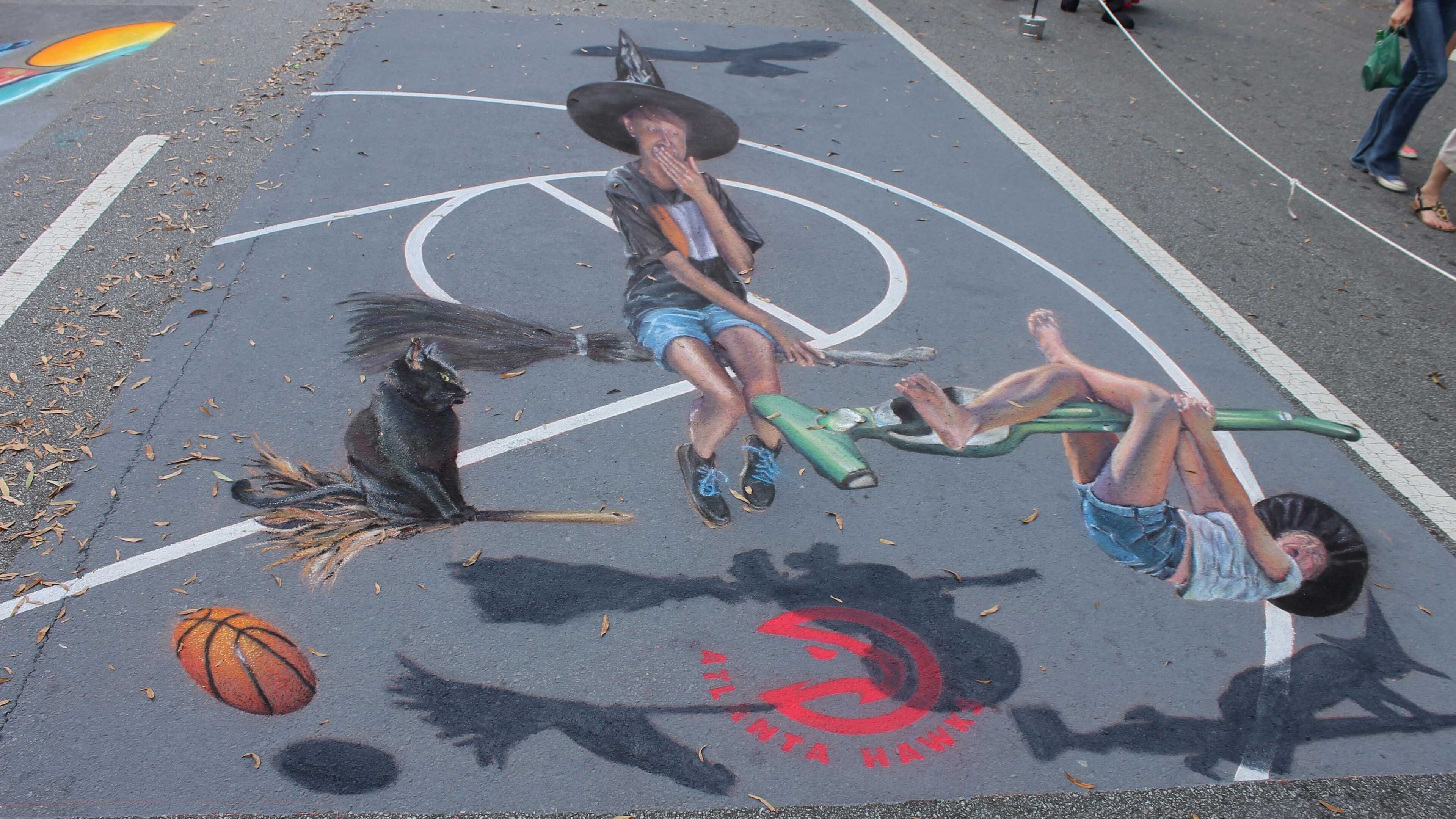 Here's a sidewalk piece from Cheryl and Wayne Renshaw during a past Chalktoberfest.