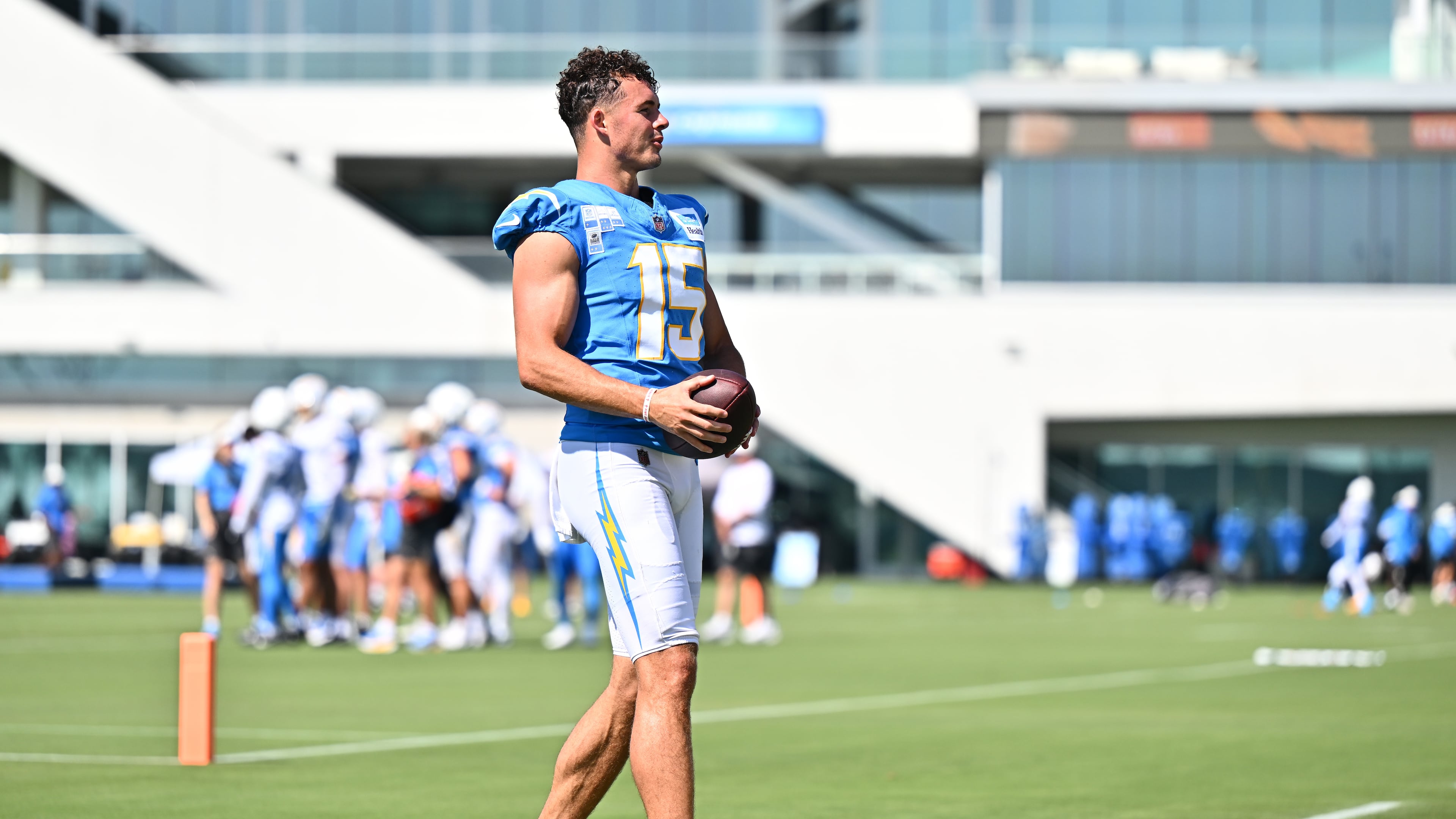 Chargers wide receiver Ladd McConkey walks on the field during training camp on Saturday, Aug. 1, 2026, in El Segundo, Calif. The former Georgia star acknowledges big things could be on the horizon this season. (William Liang/AP)