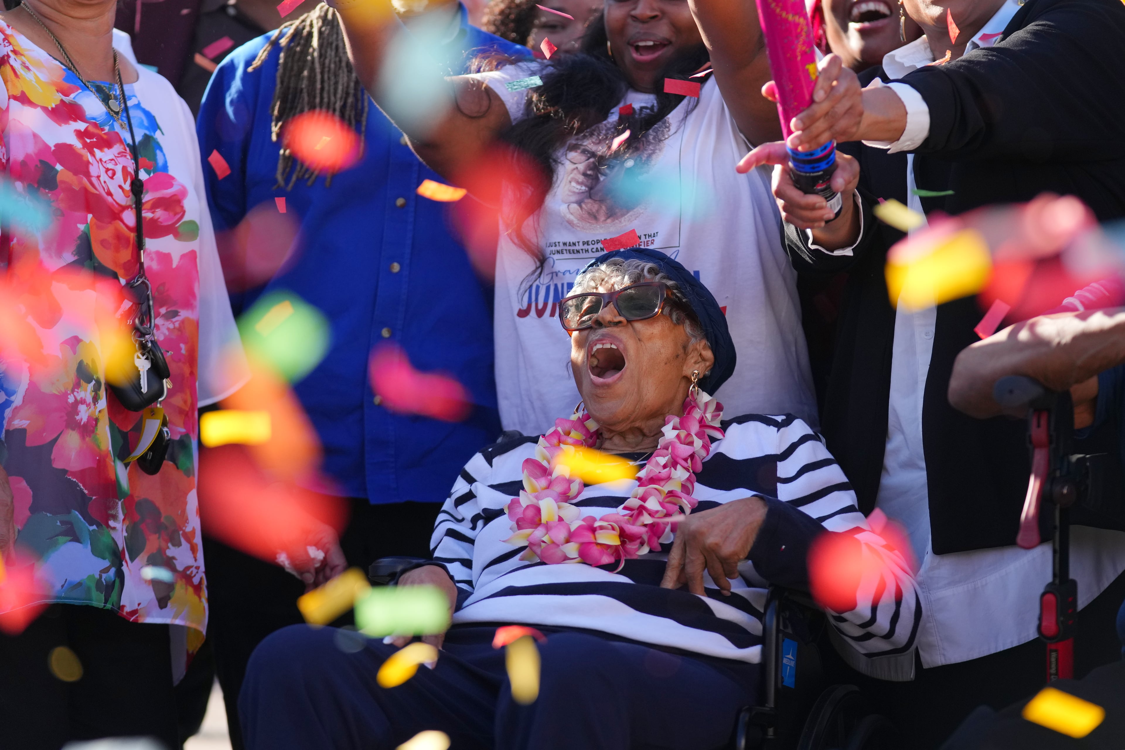 Opal Lee during an event honoring her 100th birthday in Fort Worth, Texas. (Julio Cortez/AP)