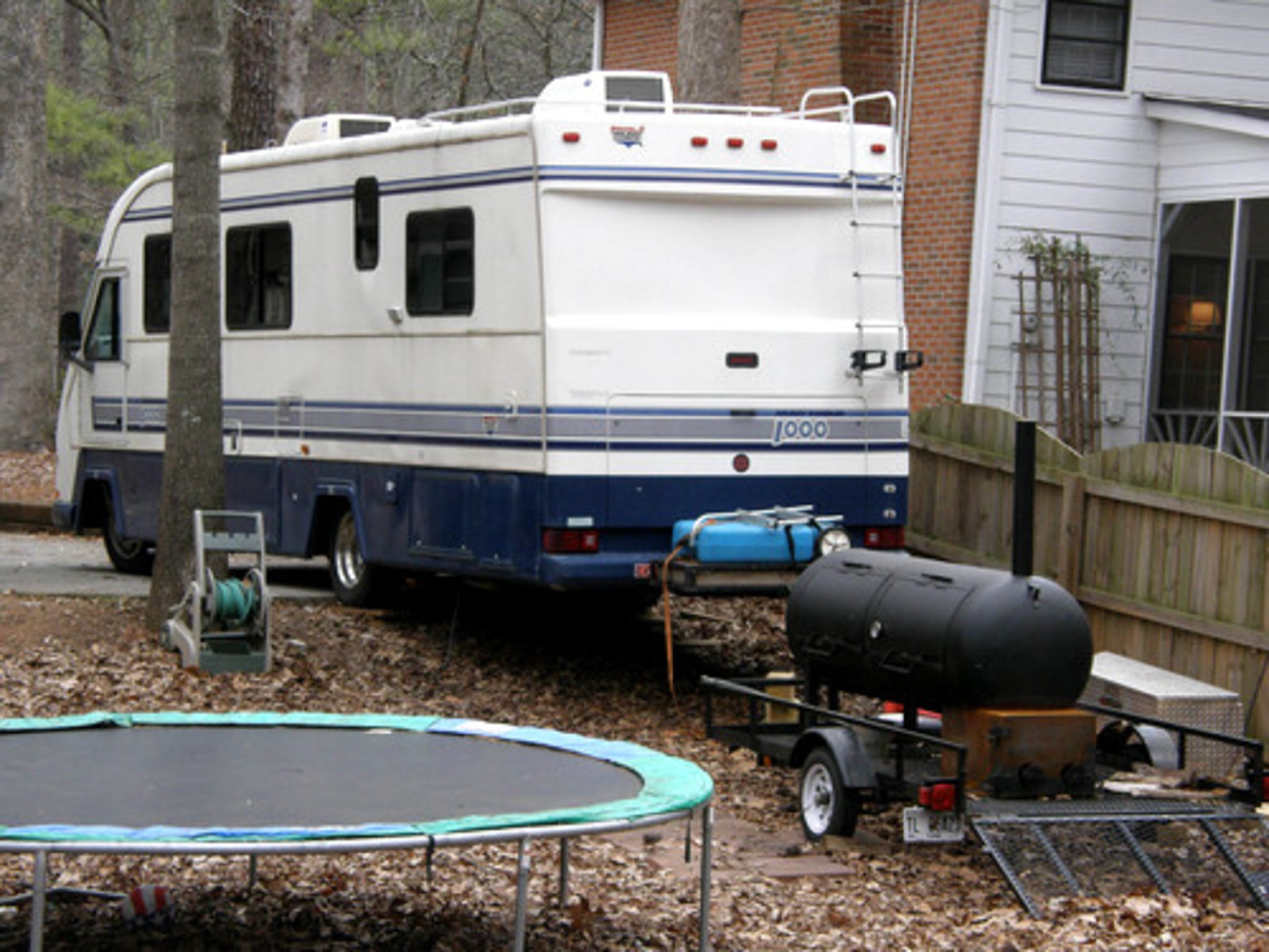 That motor home sits in the driveway of her Marietta home.