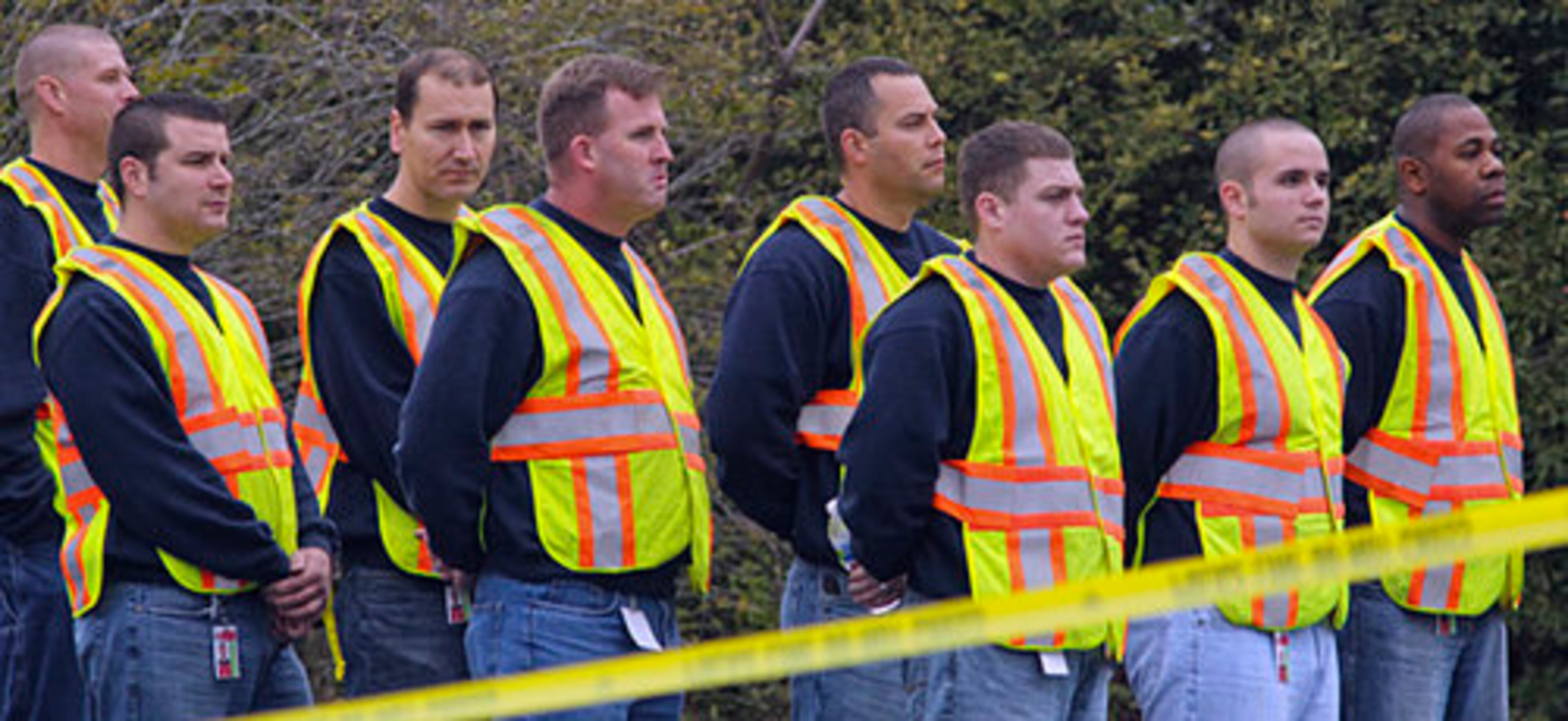 Public safety officials gathered for the search.