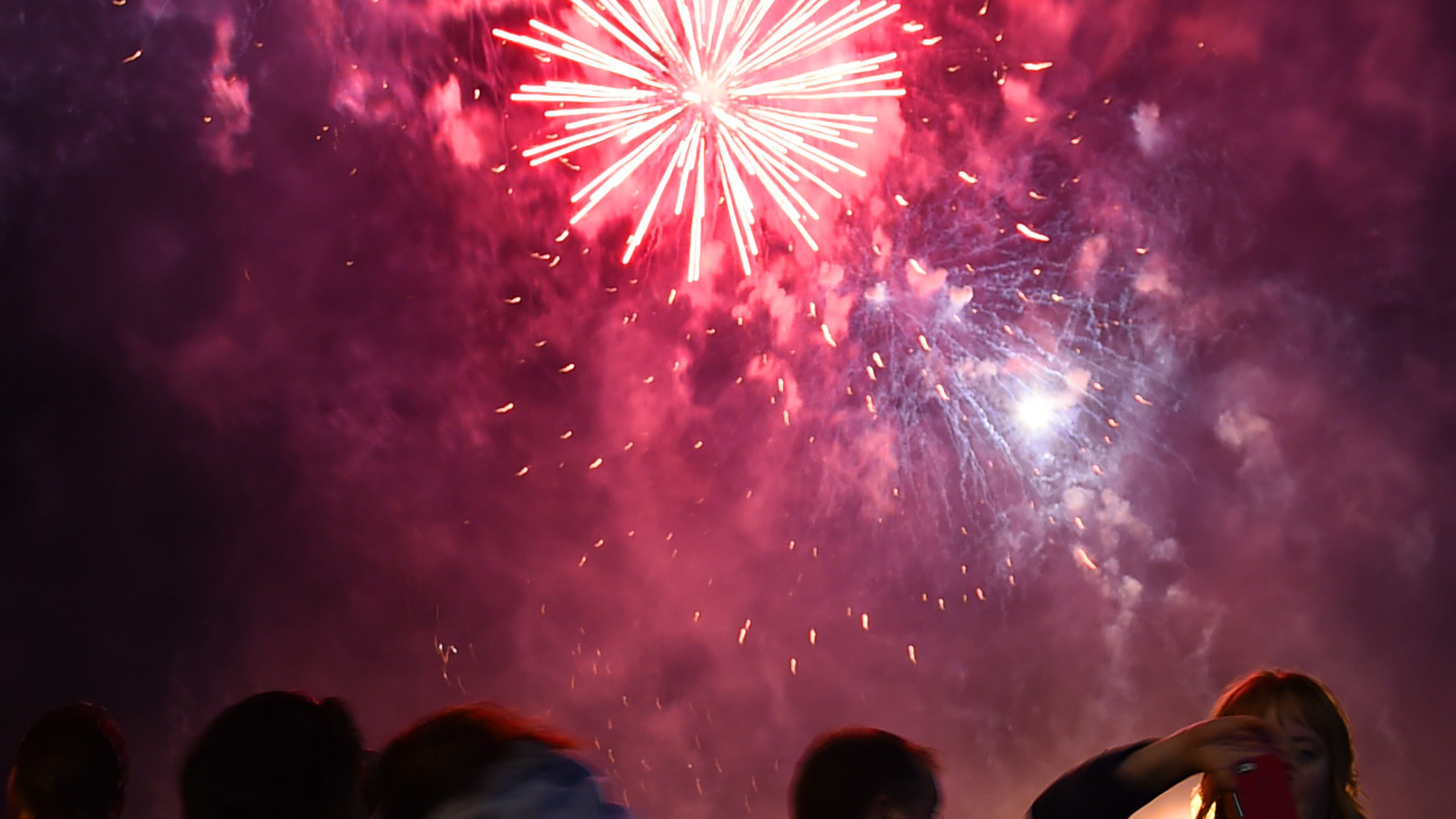 INDIANAPOLIS, IN - APRIL 05: Fireworks during the Capital One JamFest at the NCAA March Madness Music Festival - Day 3 at White River State Park on April 5, 2015 in Indianapolis, Indiana. (Photo by Michael Loccisano/Getty Images for Turner)