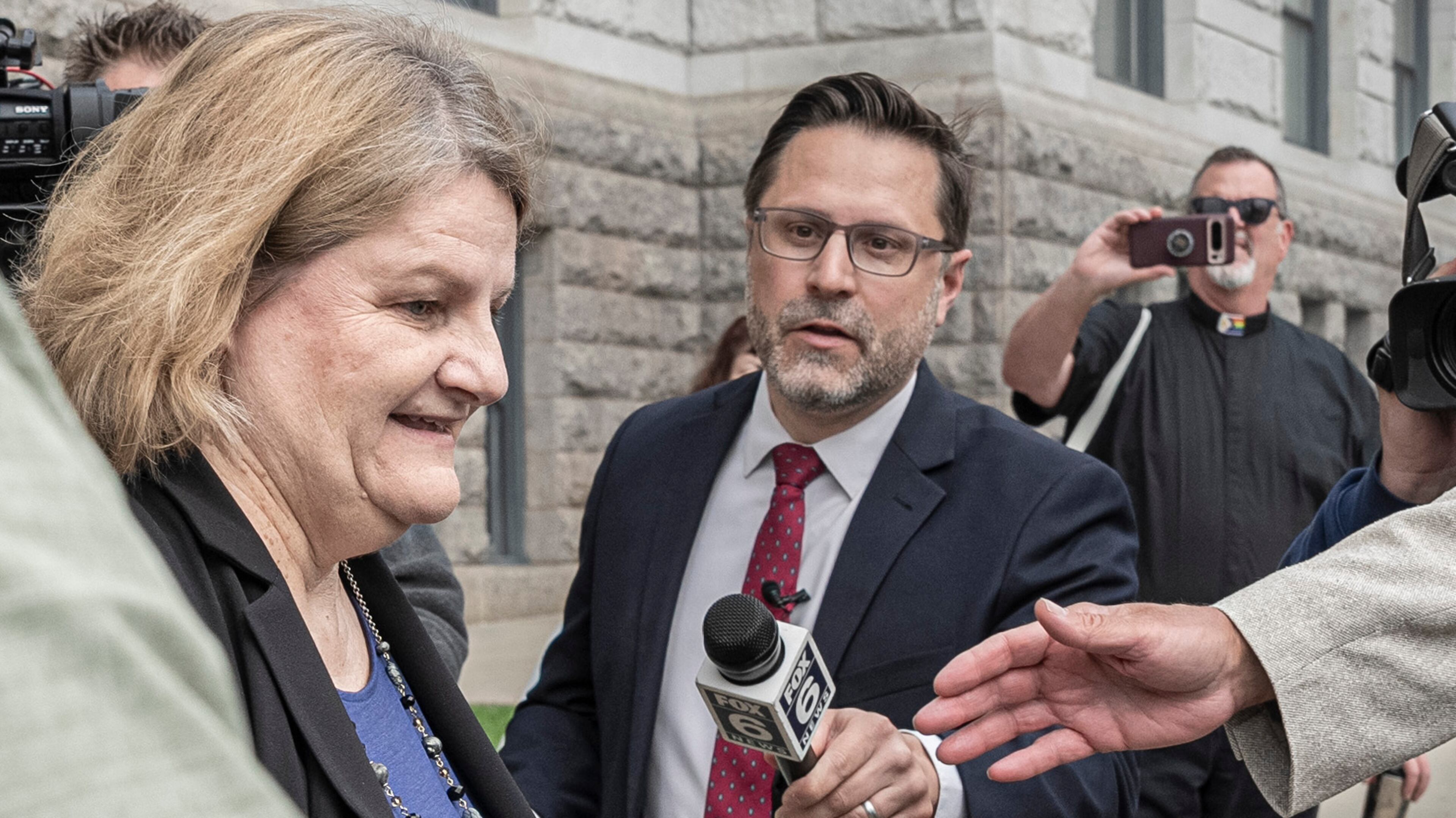 FILE - Milwaukee County Circuit Judge Hannah Dugan leaves the federal courthouse after a hearing Thursday, May 15, 2025, in Milwaukee. (AP Photo/Andy Manis, File)