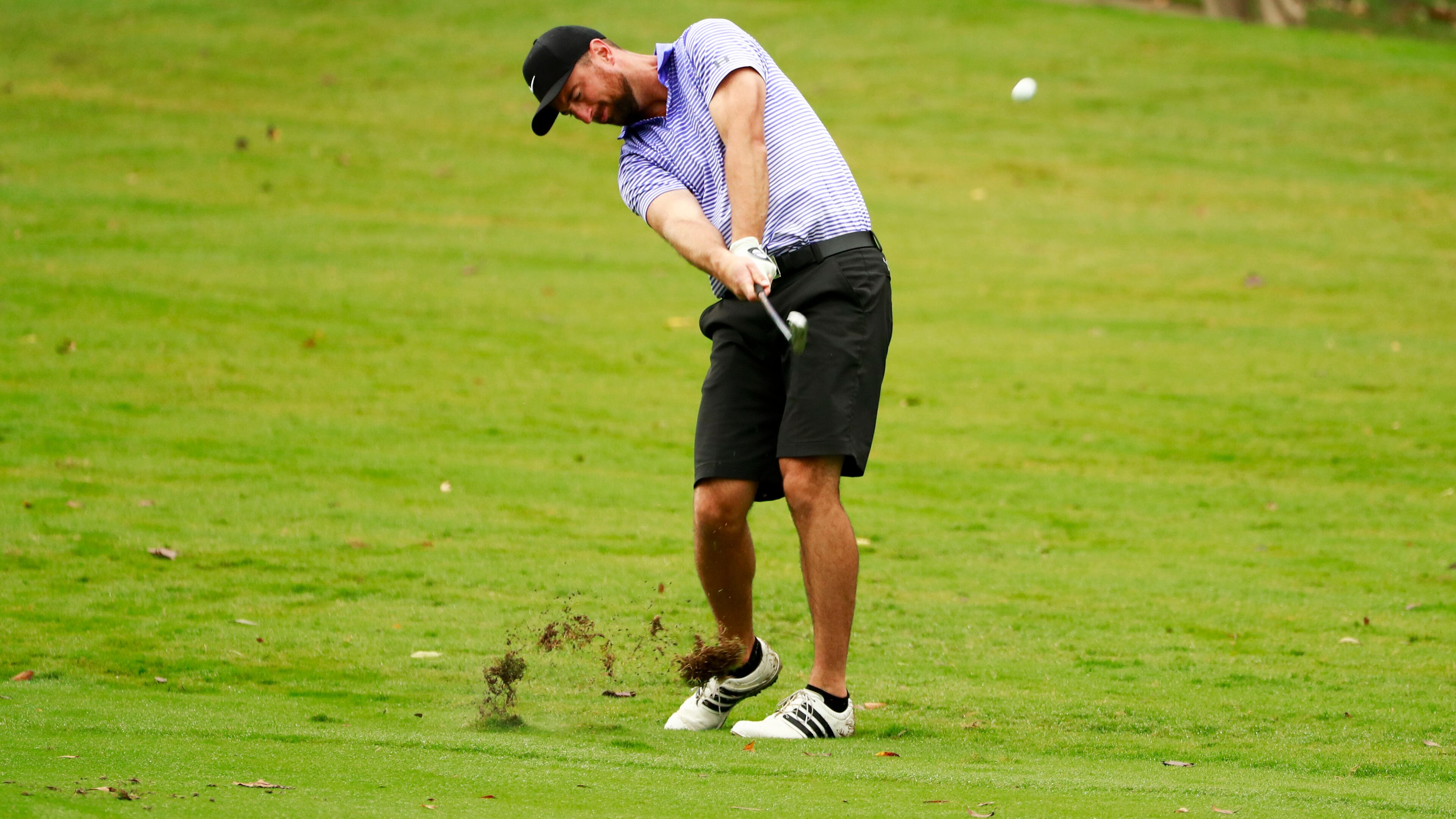Dusty Drenth hitting his second shot at the tenth hole during the second round of stroke play at the 2017 U.S. Mid-Amateur at Capital City Club in Atlanta, Ga. on Monday, Oct. 9, 2017. (Copyright USGA/Chris Keane)