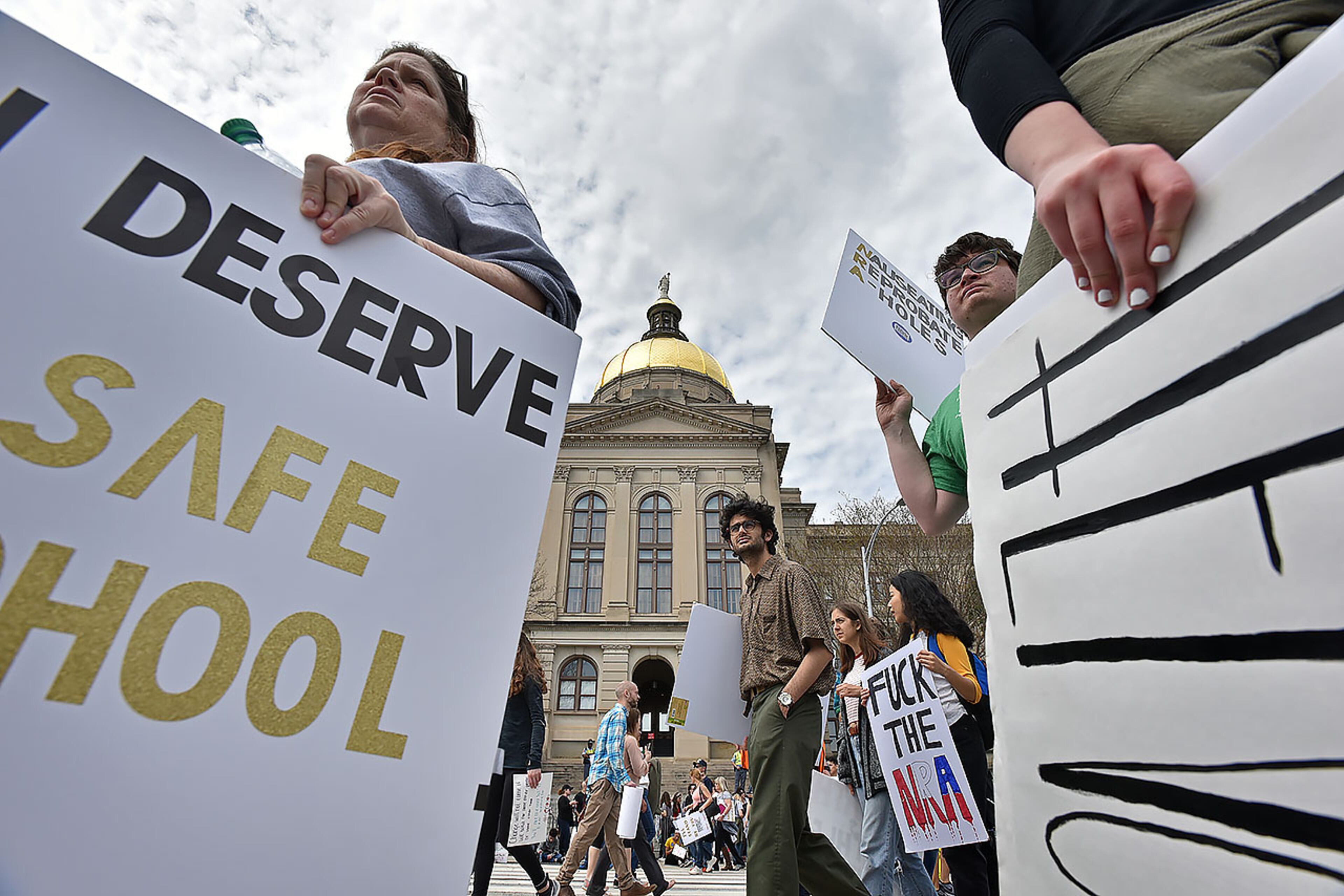 March 24, 2018 Atlanta - Thousands of people march to Liberty Plaza during the March For Our Lives rally in downtown Atlanta on Saturday, March 24, 2018. Atlanta police estimated the crowd at near 30,000 for today's March for Our Lives. People of all ages were drawn to one of the nationwide demonstrations in a movement begun by student survivors of last month's mass killing in a Parkland, Fla., school. Some of those Florida students were among the speakers in Atlanta. HYOSUB SHIN / HSHIN@AJC.COM