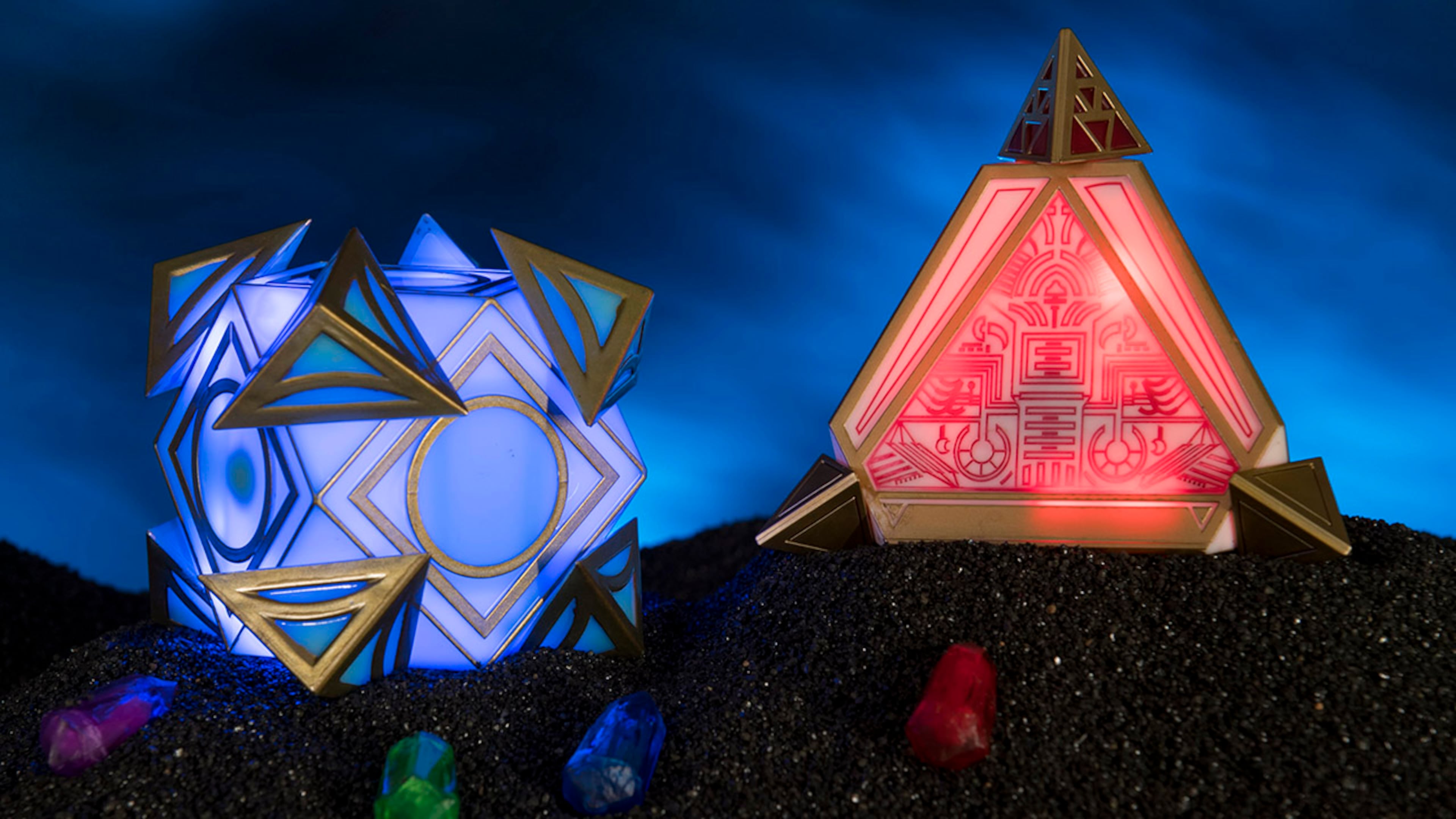 There are many rare and unique items to be discovered at Dok-Ondar's Den of Antiquities inside Star Wars: Galaxy's Edge at Disneyland Park in Anaheim, California and at Disney's Hollywood Studios in Lake Buena Vista, Florida. Holocrons, pictured here, are ancient repositories of wisdom. Jedi and Sith used them to record their teachings for future generations seeking to understand the mysteries of the Force. Kyber crystals can unlock additional content in both the Jedi and Sith Holocrons.