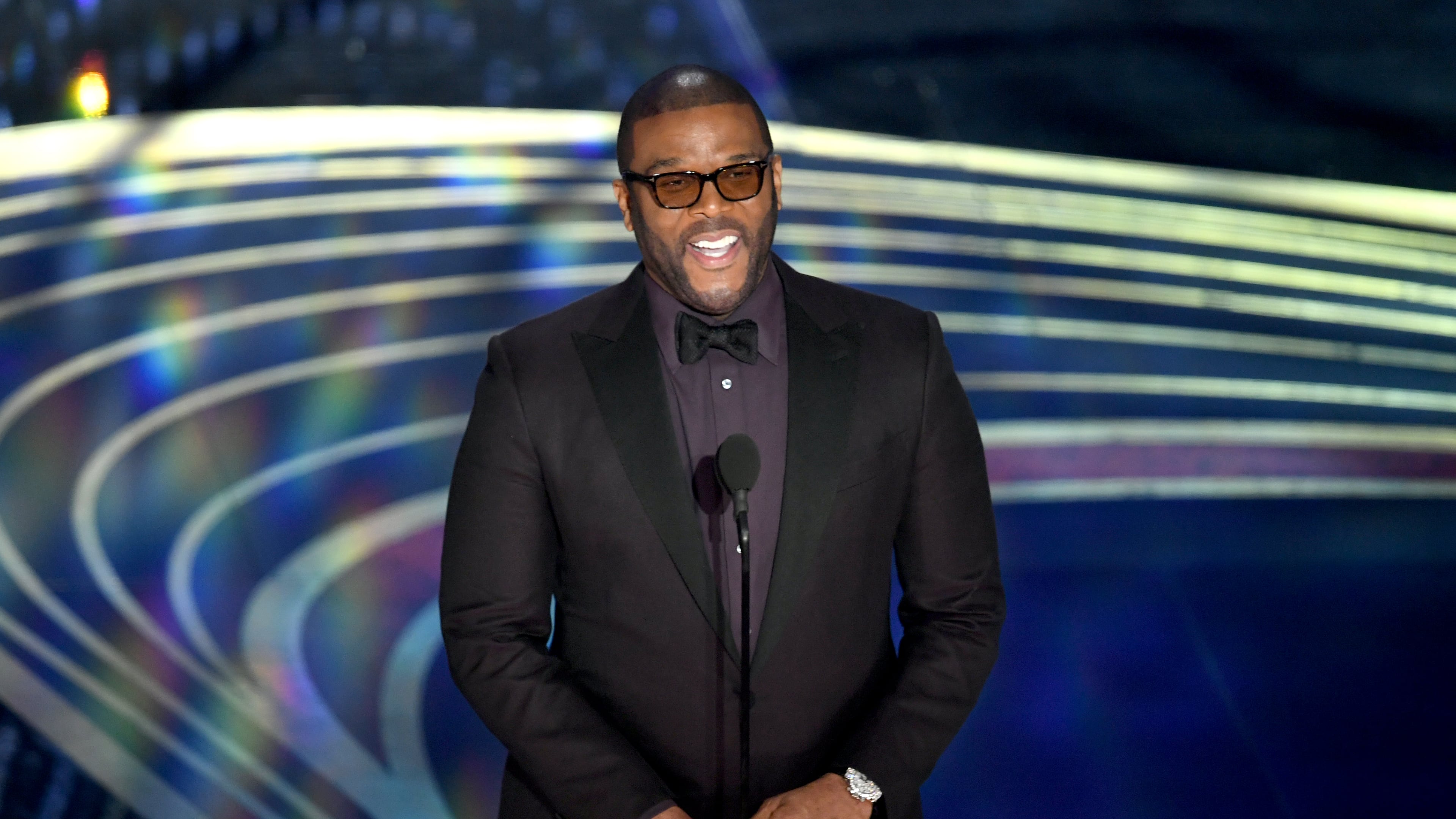 HOLLYWOOD, CALIFORNIA - FEBRUARY 24: Tyler Perry speaks onstage during the 91st Annual Academy Awards at Dolby Theatre on February 24, 2019 in Hollywood, California. (Photo by Kevin Winter/Getty Images)