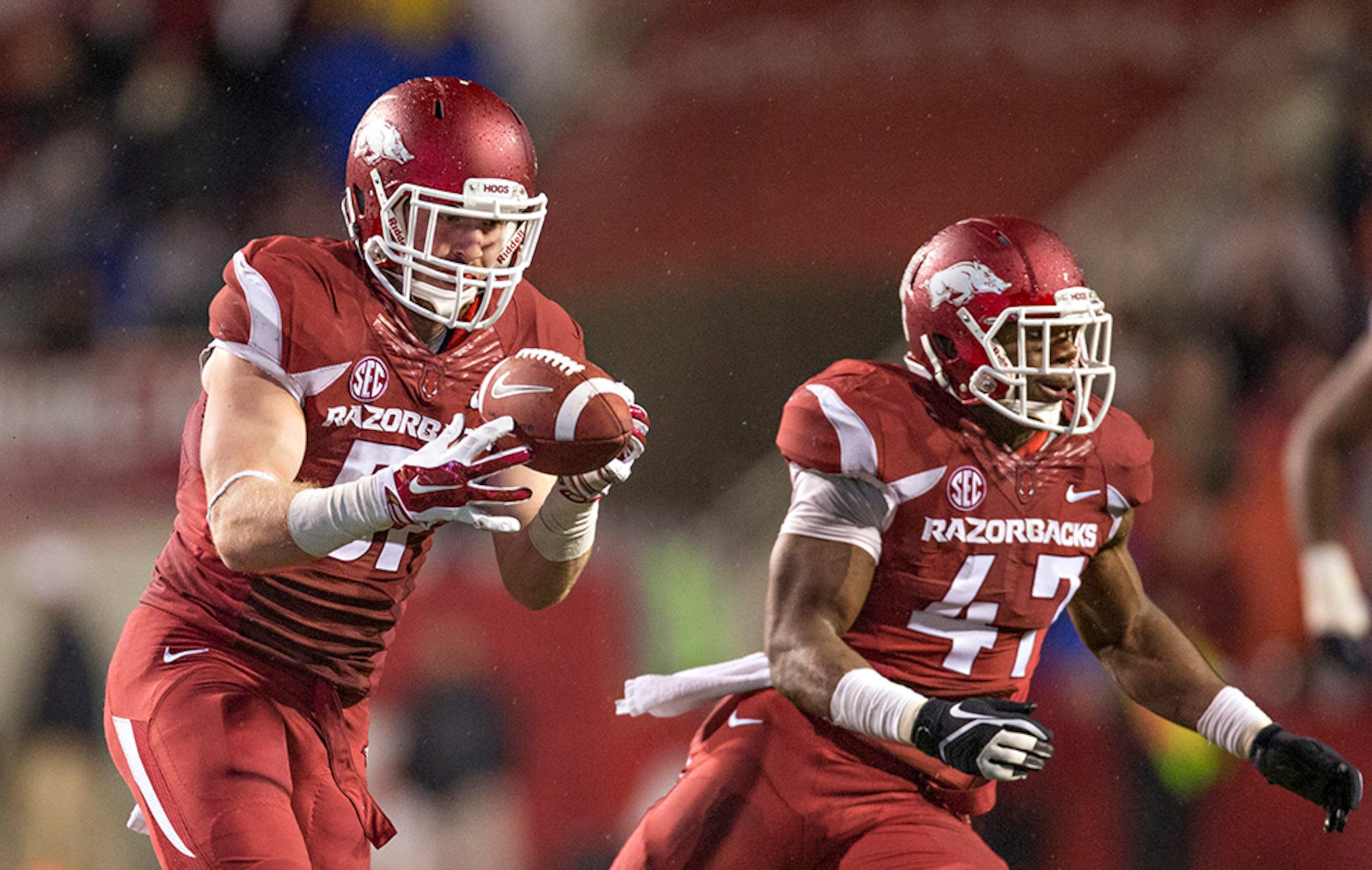 The Razorbacks went winless in the SEC in 2013. They improved 2-6 with conference wins against LSU and Mississippi last season. Arkansas holds 50/1 odds to reach and win a national championship.