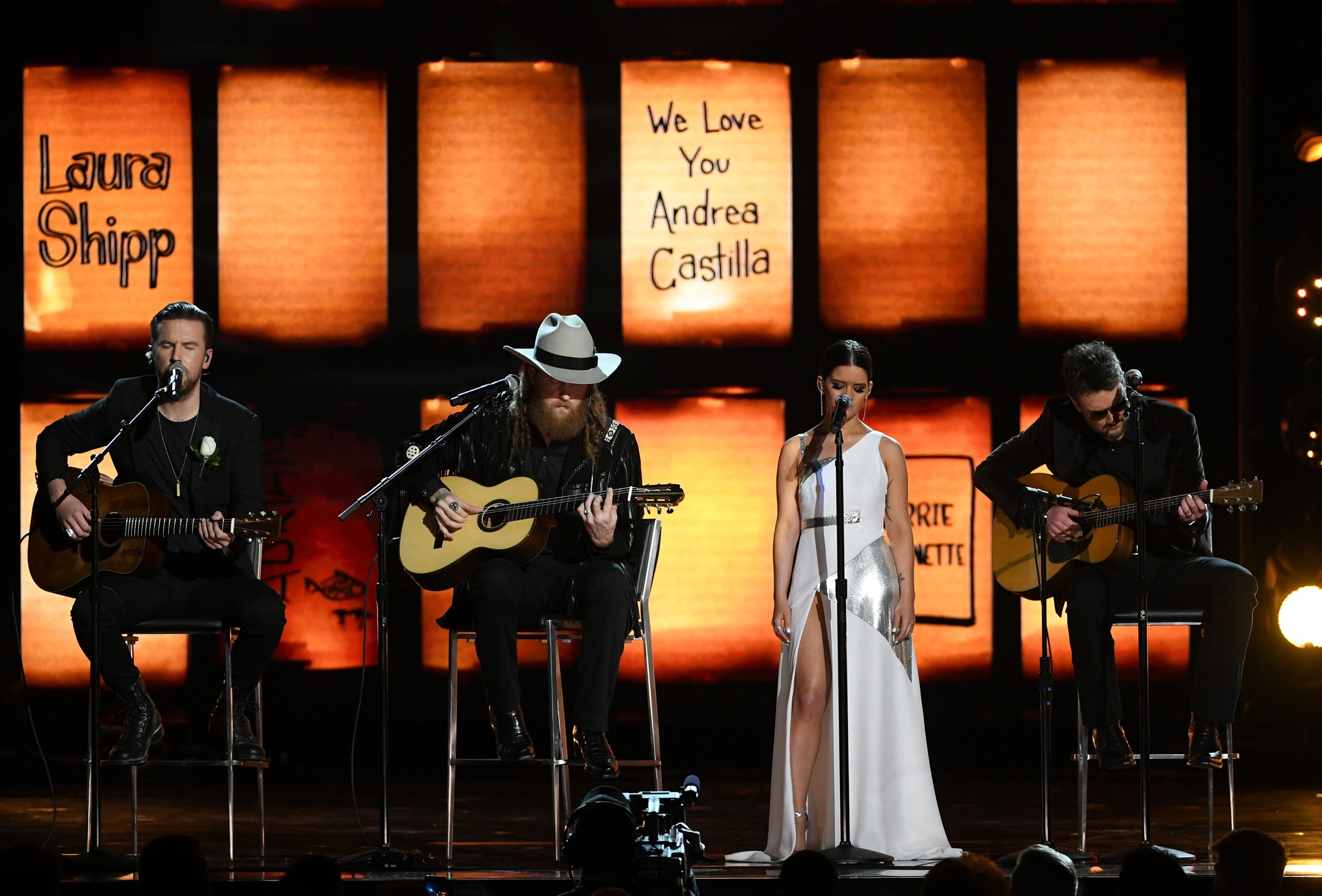 NEW YORK, NY - JANUARY 28: (L-R) Recording artists T.J. Osborne, John Osborne, Maren Morris, and Eric Church perform onstage during the 60th Annual GRAMMY Awards at Madison Square Garden on January 28, 2018 in New York City. (Photo by Kevin Winter/Getty Images for NARAS)
