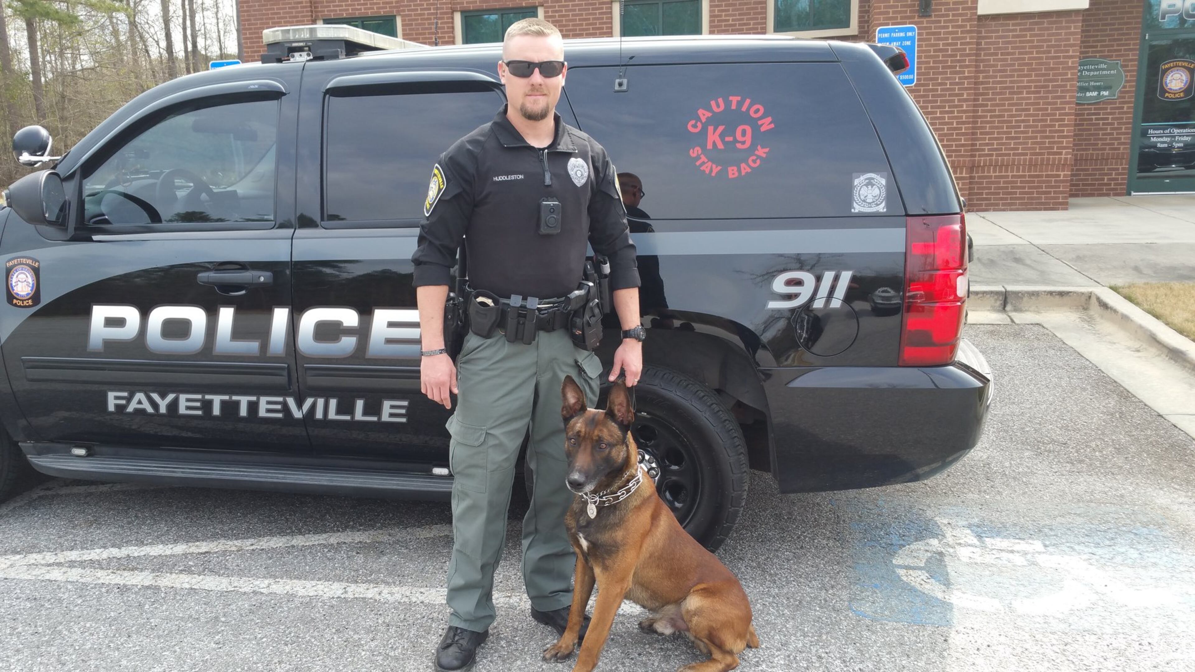 Fayetteville Officer Lee Huddleston and K-9 Baco are the new duo on the Fayetteville police force. Courtesy City of Fayetteville