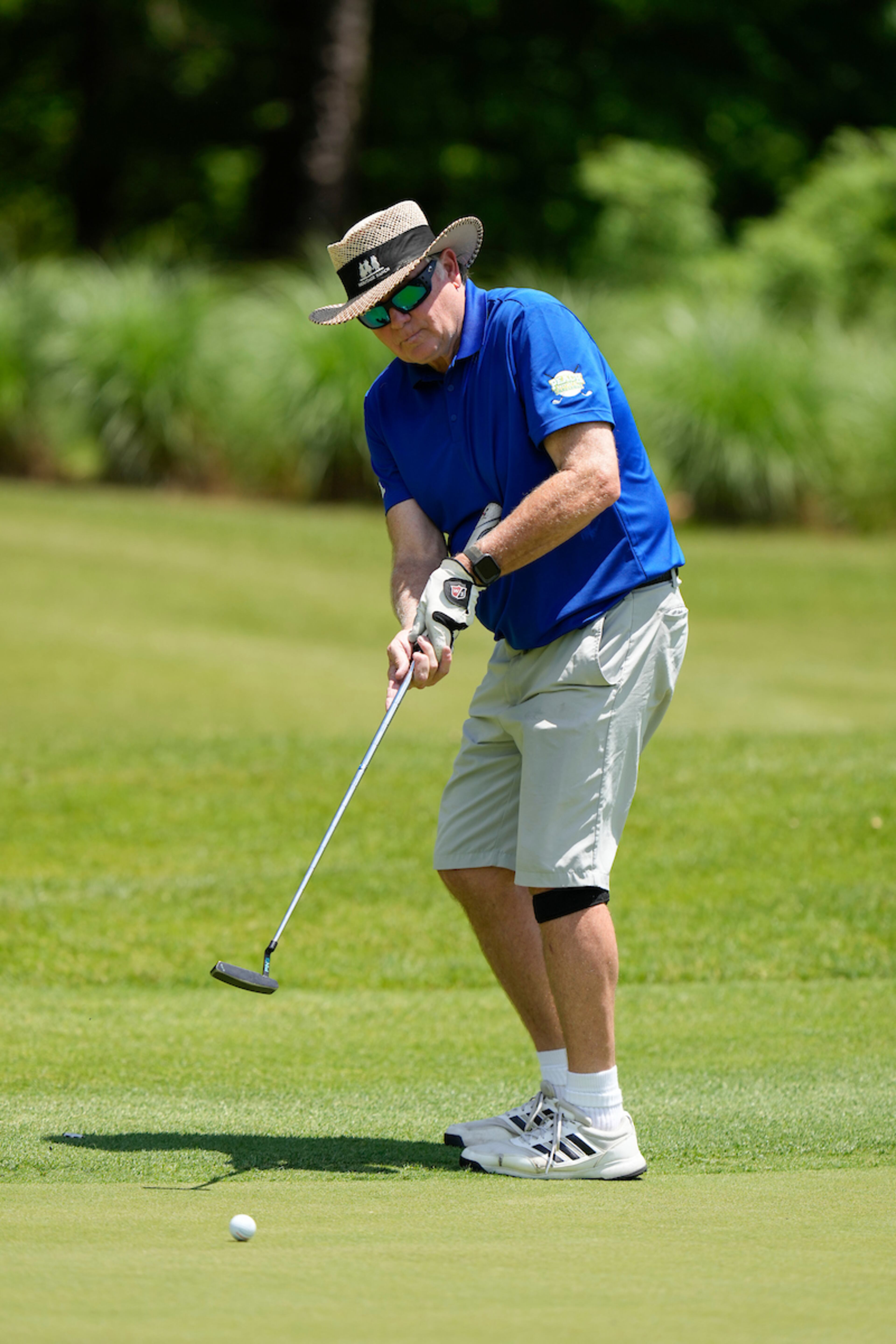 Former Ole Miss and Arkansas coach Houston Nutt plays in the Peach Bowl charity golf tournament on Tuesday, May 3, 2022, in Greensboro, Ga. (Paul Abell/Abell Images)