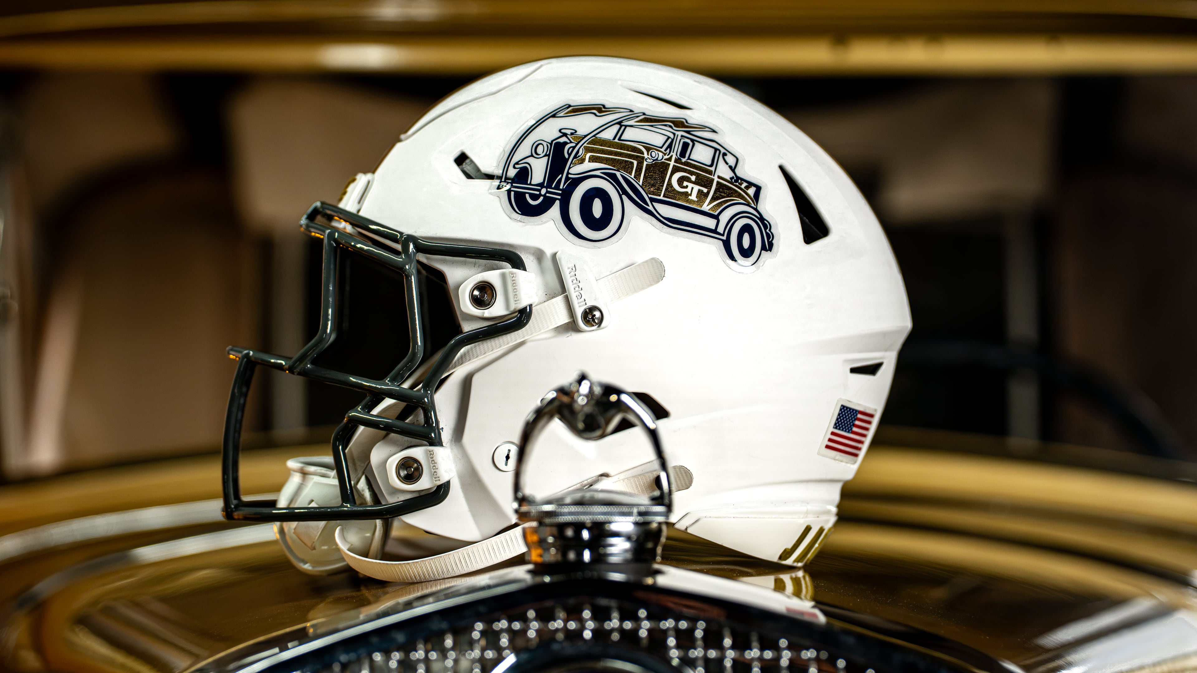 Georgia Tech will wear helmets with a Ramblin' Reck logo against Duke on Saturday to commemorate the 65th anniversary of the 1930 Ford Model A Sport Coupe's first appearance at Bobby Dodd Stadium. (Courtesy)
