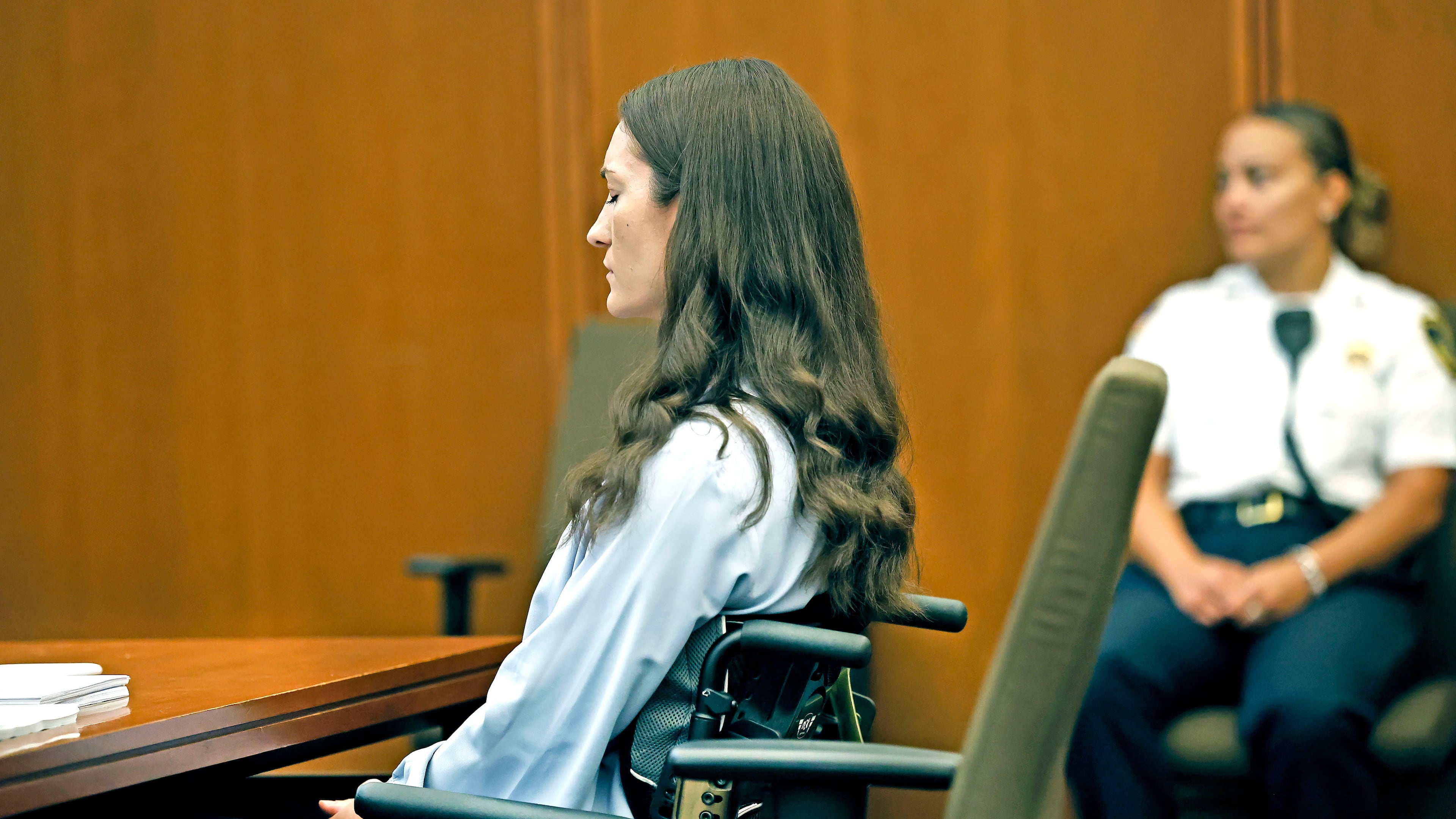 Lindsay Clancy sits as jury selection starts in her murder trial where she is charged in the 2023 killing of her three children, Monday, July 20, 2026, in Plymouth Superior Court in Plymouth, Mass. (Greg Derr/The Patriot Ledger via AP, Pool)