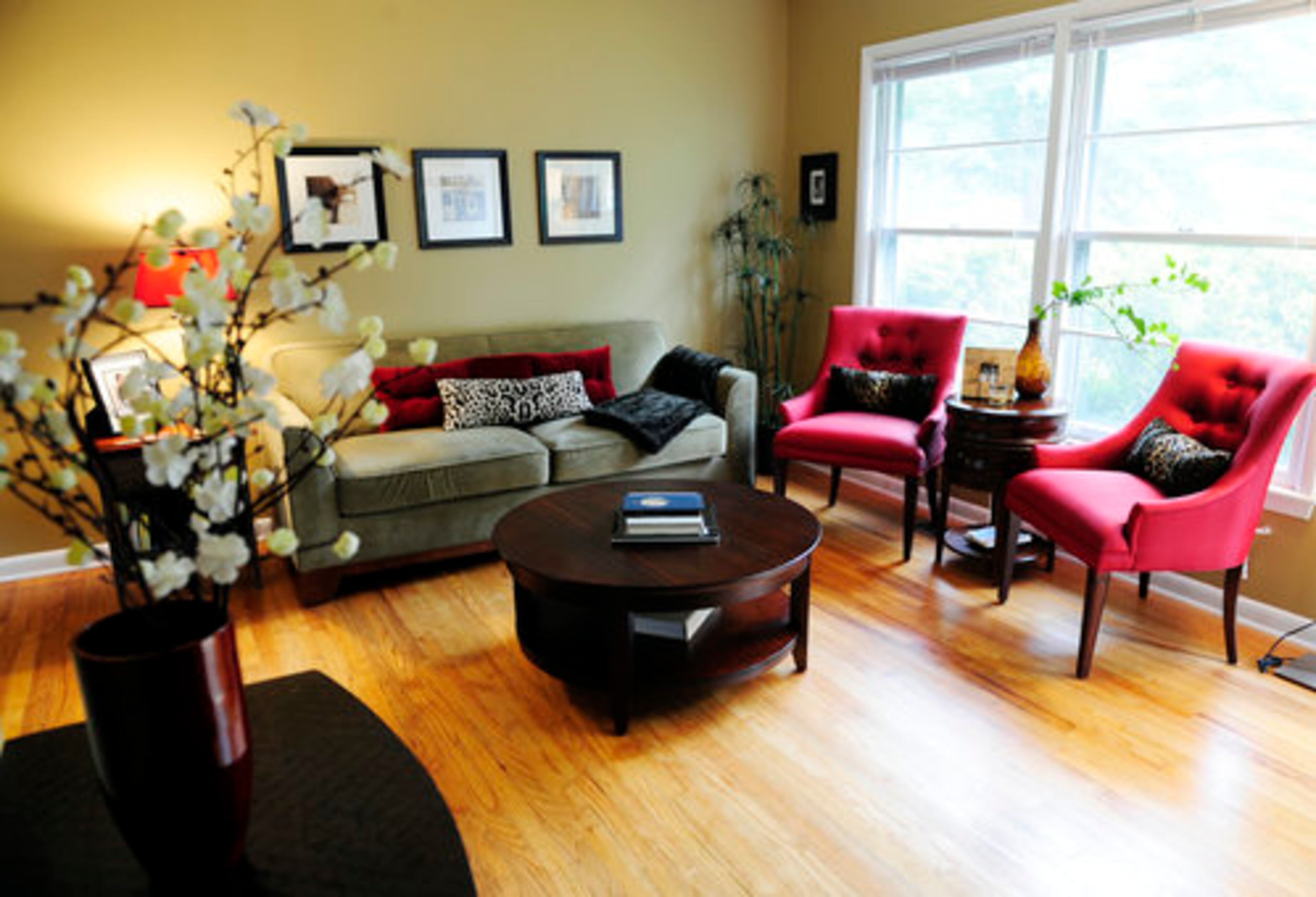 LeBlanc's green suede sofa was a steal from World Market.