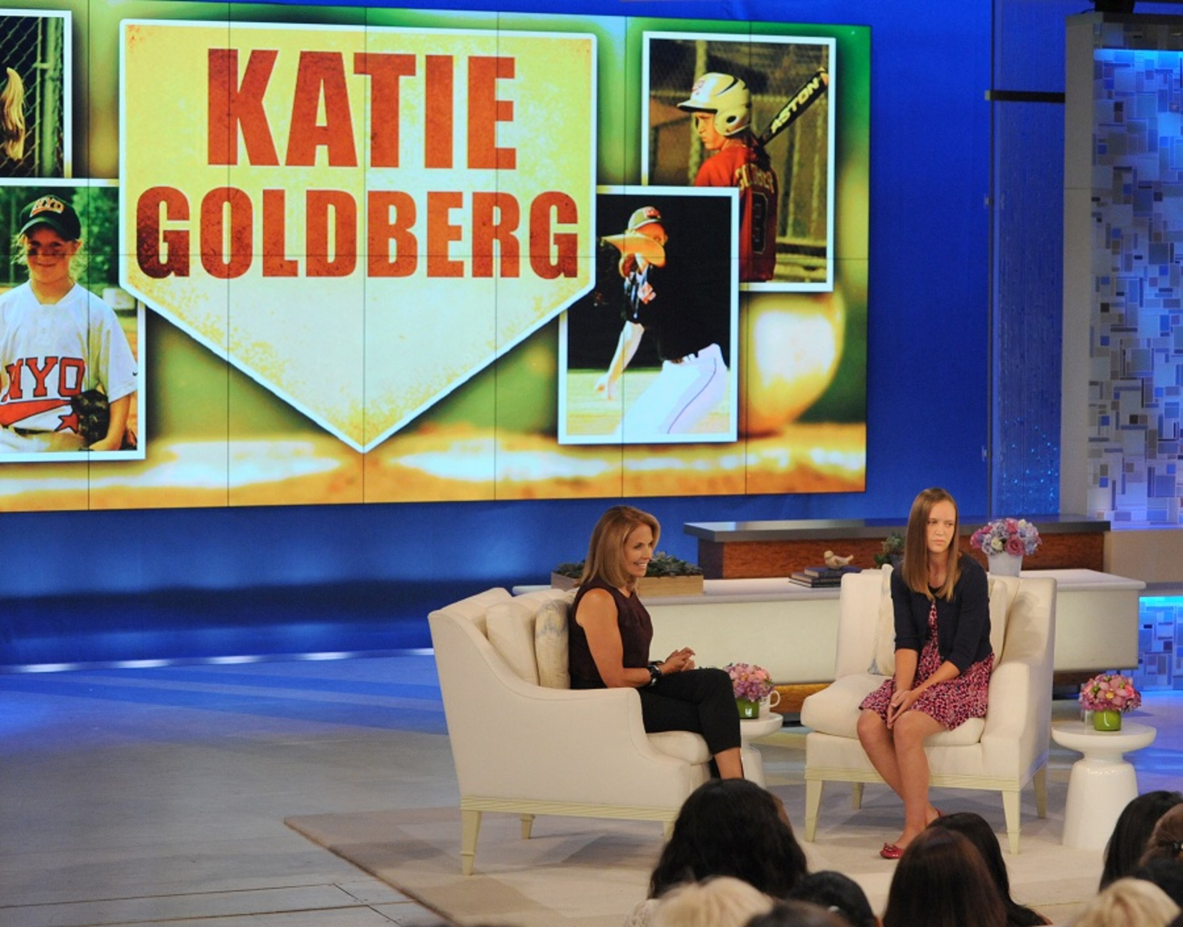 During the show, Katie Goldberg was surprised with a videotaped message from Brian McCann. Katie Couric presented her guest with a jersey and gift basket from the Braves.