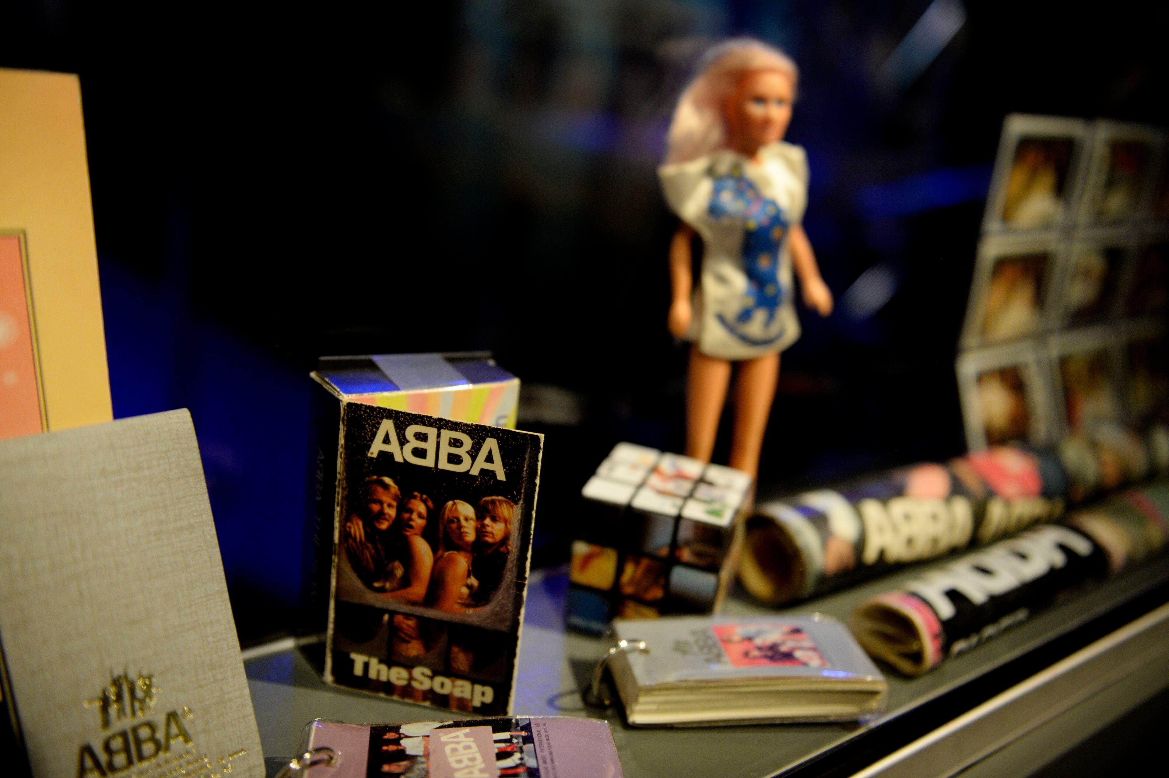 Swedish music group ABBA memorabilia seen during a press preview of 'ABBA The Museum.'