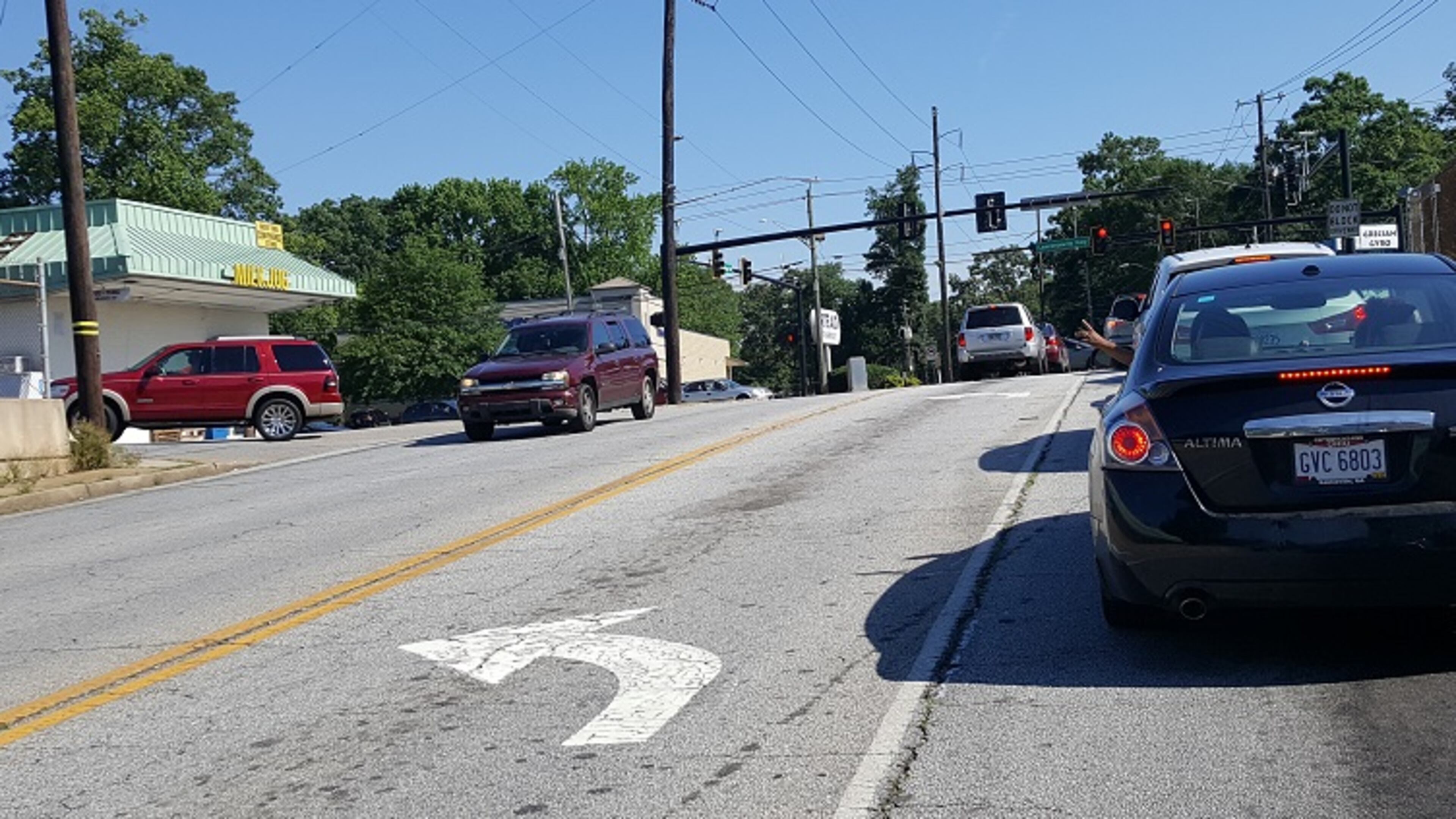 Traffic near the intersection of Fellowship Road and Lawrenceville Highway.