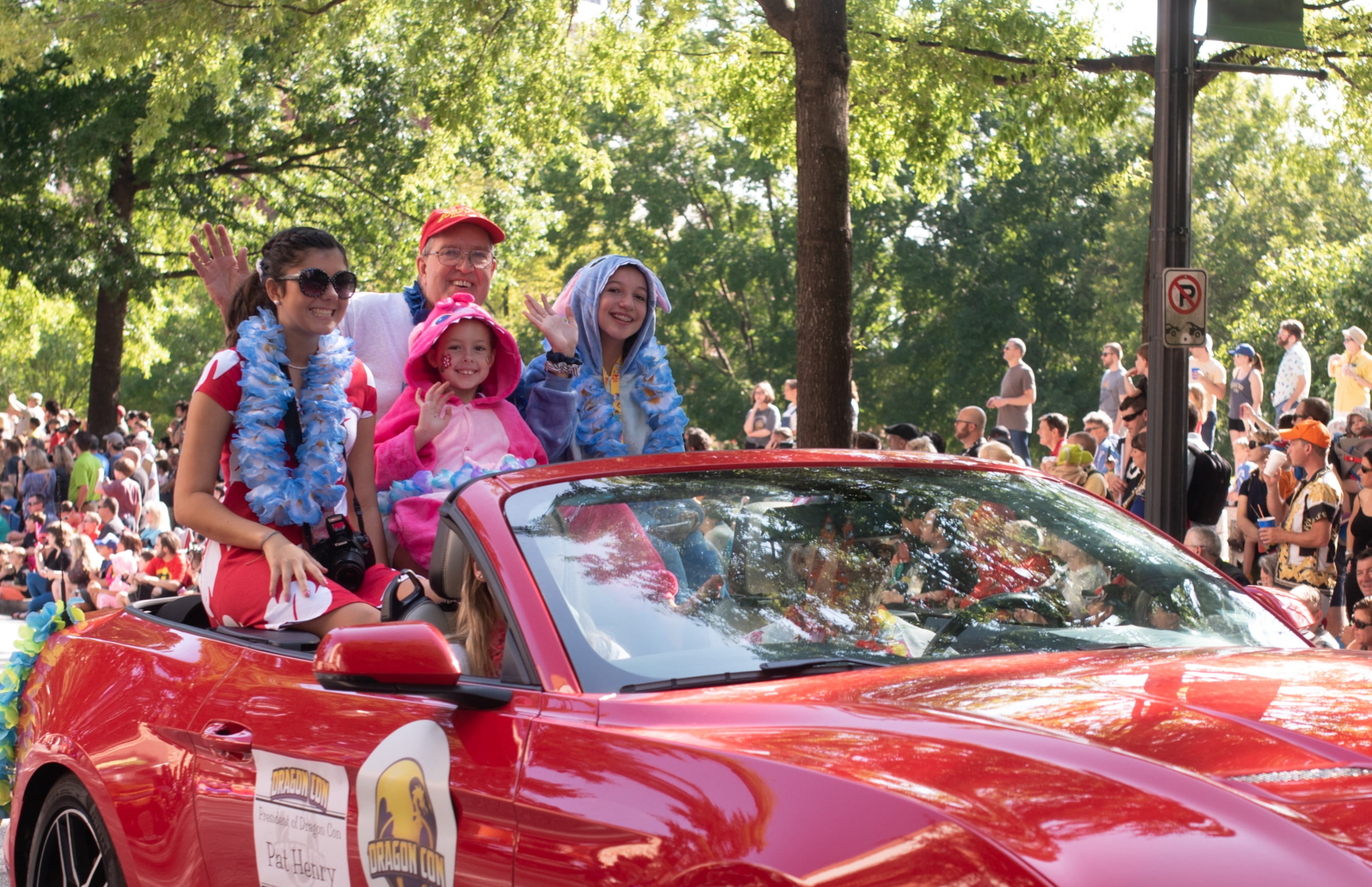 Pat, back row, with his grand daughters in the Dragon Con parade. (Credit: Dragon Con)