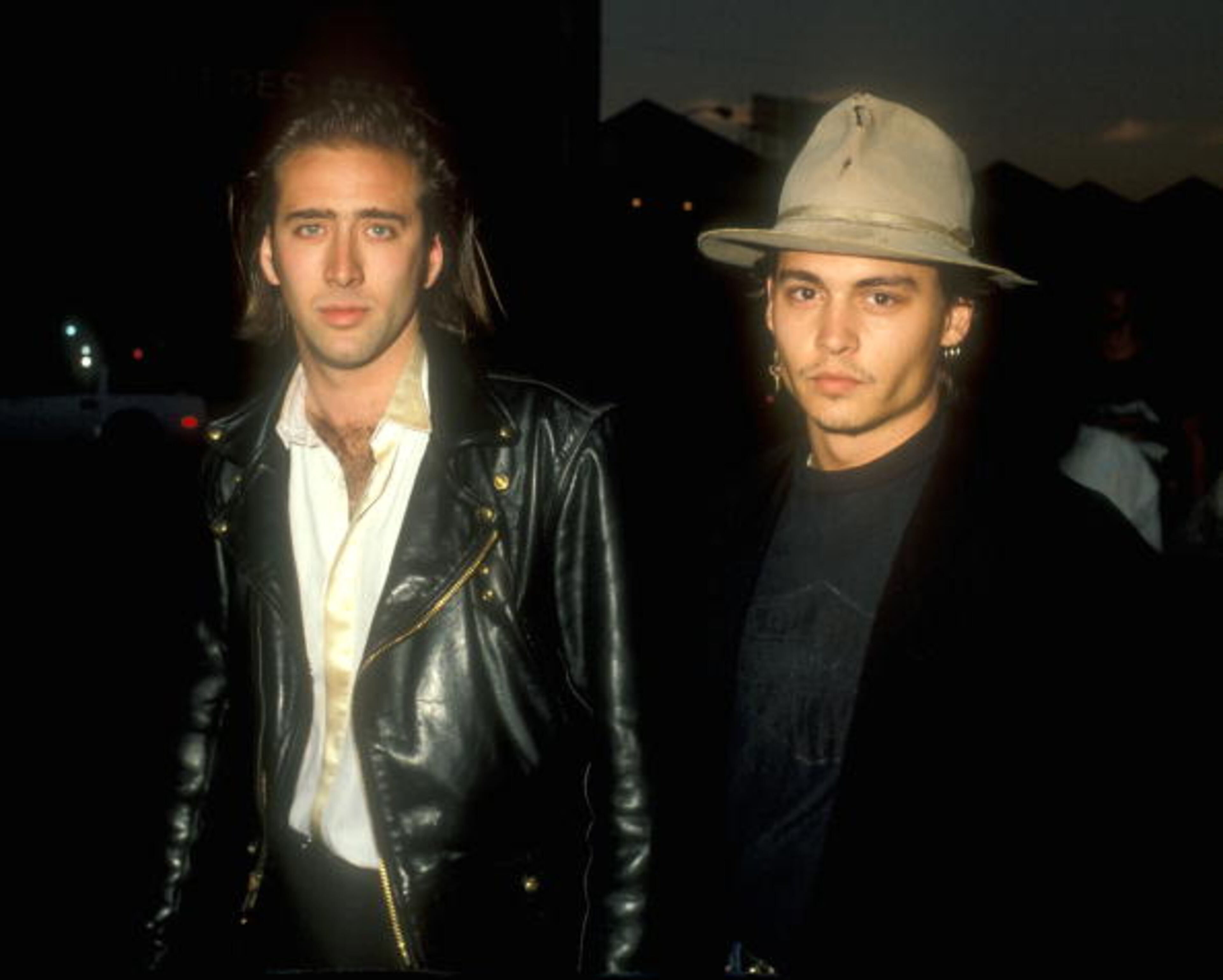 Nicolas Cage & Johnny Depp at the Cinerama Dome in Los Angeles, California (Photo by Barry King/WireImage)