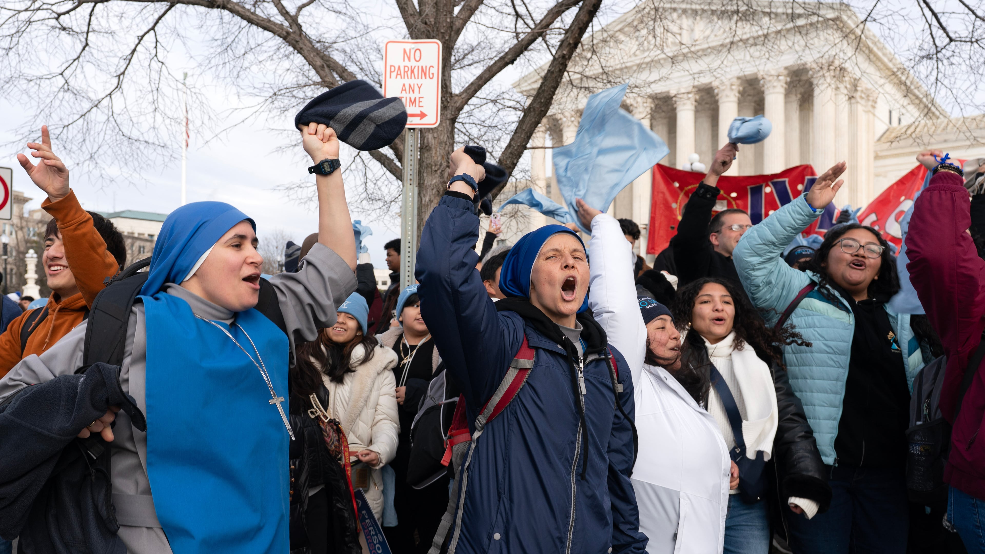 FILE - Anti-abortion activists rally outside of the U.S. Supreme Court during the March for Life in Washington, Friday, Jan. 23, 2026. (AP Photo/Jose Luis Magana, File)