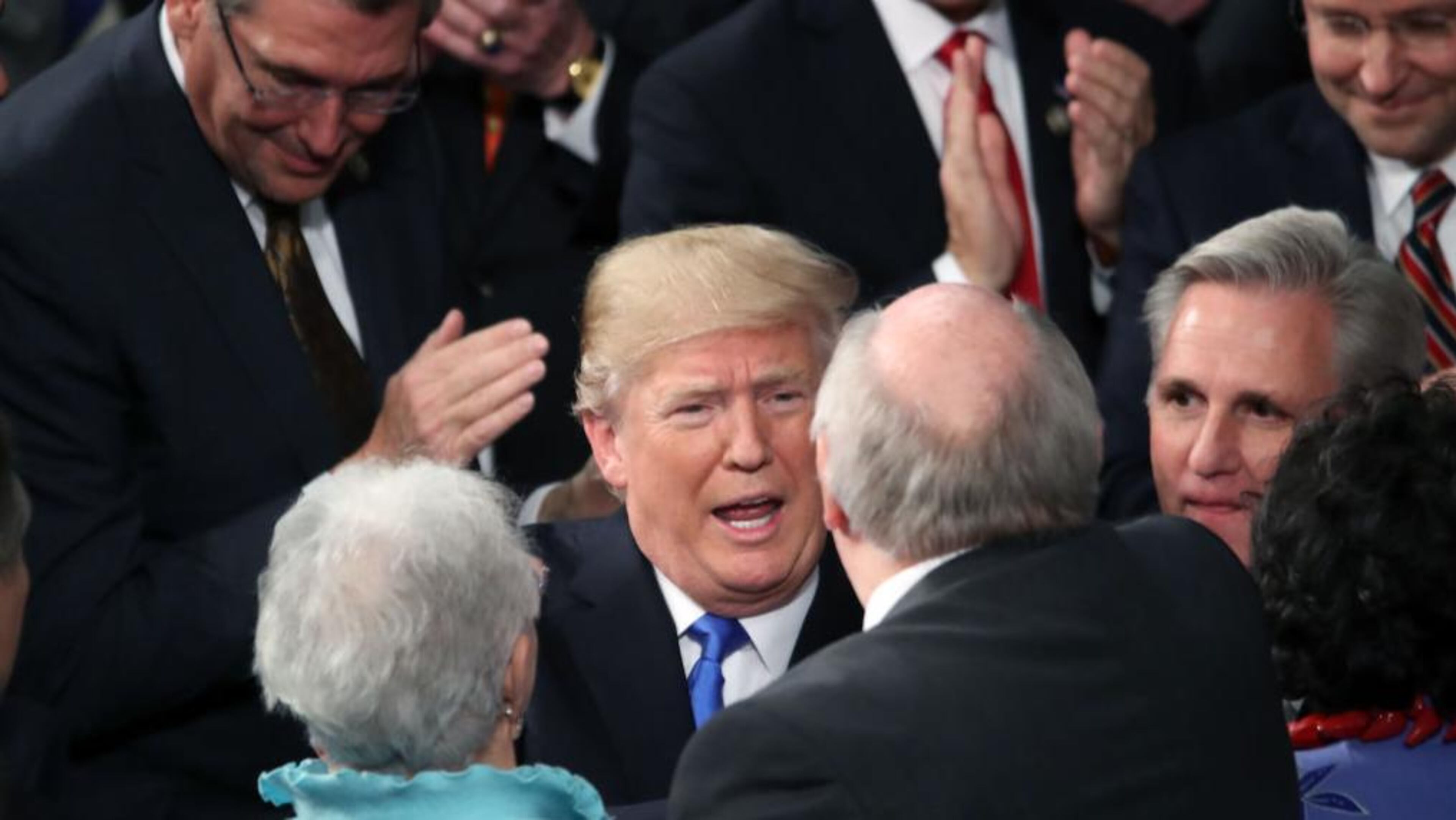 WASHINGTON, DC - JANUARY 30: U.S. President Donald J. Trump arrives for the State of the Union address in the chamber of the U.S. House of Representatives January 30, 2018 in Washington, DC. This is the first State of the Union address given by U.S. President Donald Trump and his second joint-session address to Congress. (Photo by Mark Wilson/Getty Images)
