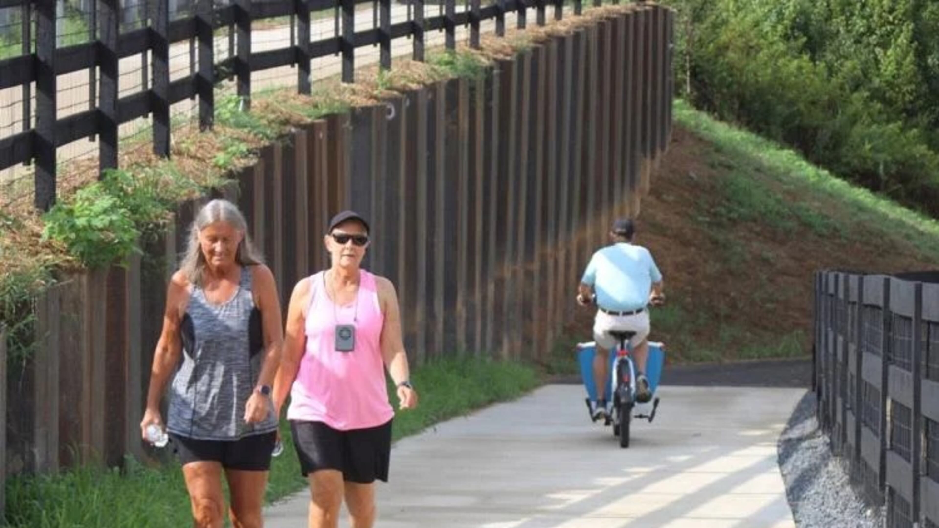 Two walkers come up the newly built ramp to the Armuchee Connector, which is part of the Mount Berry Trail loop. (Photo Courtesy of Adam Carey)